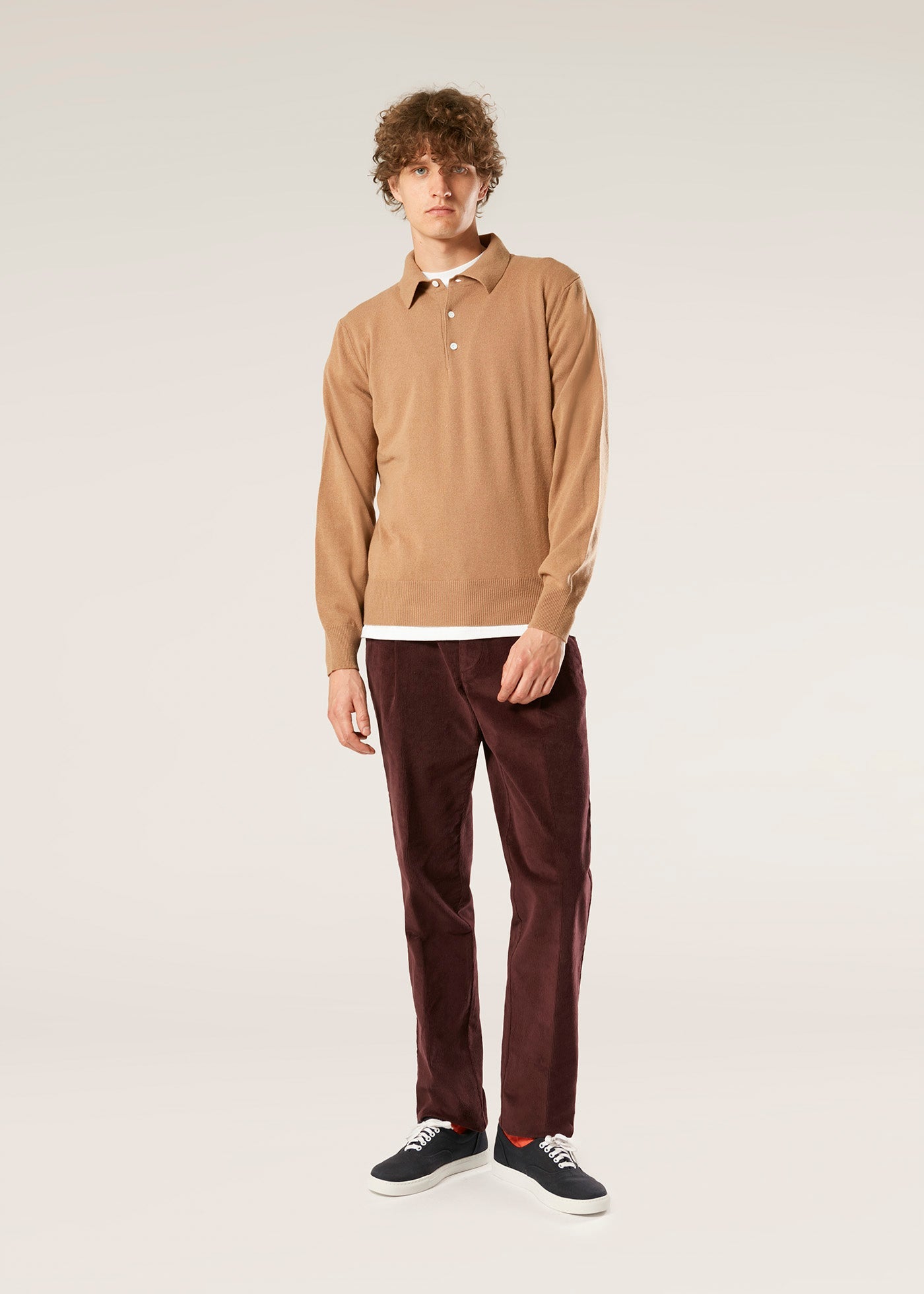 Aantioco Burgundy Pleated Stretch Cotton-Corduroy Trousers Red