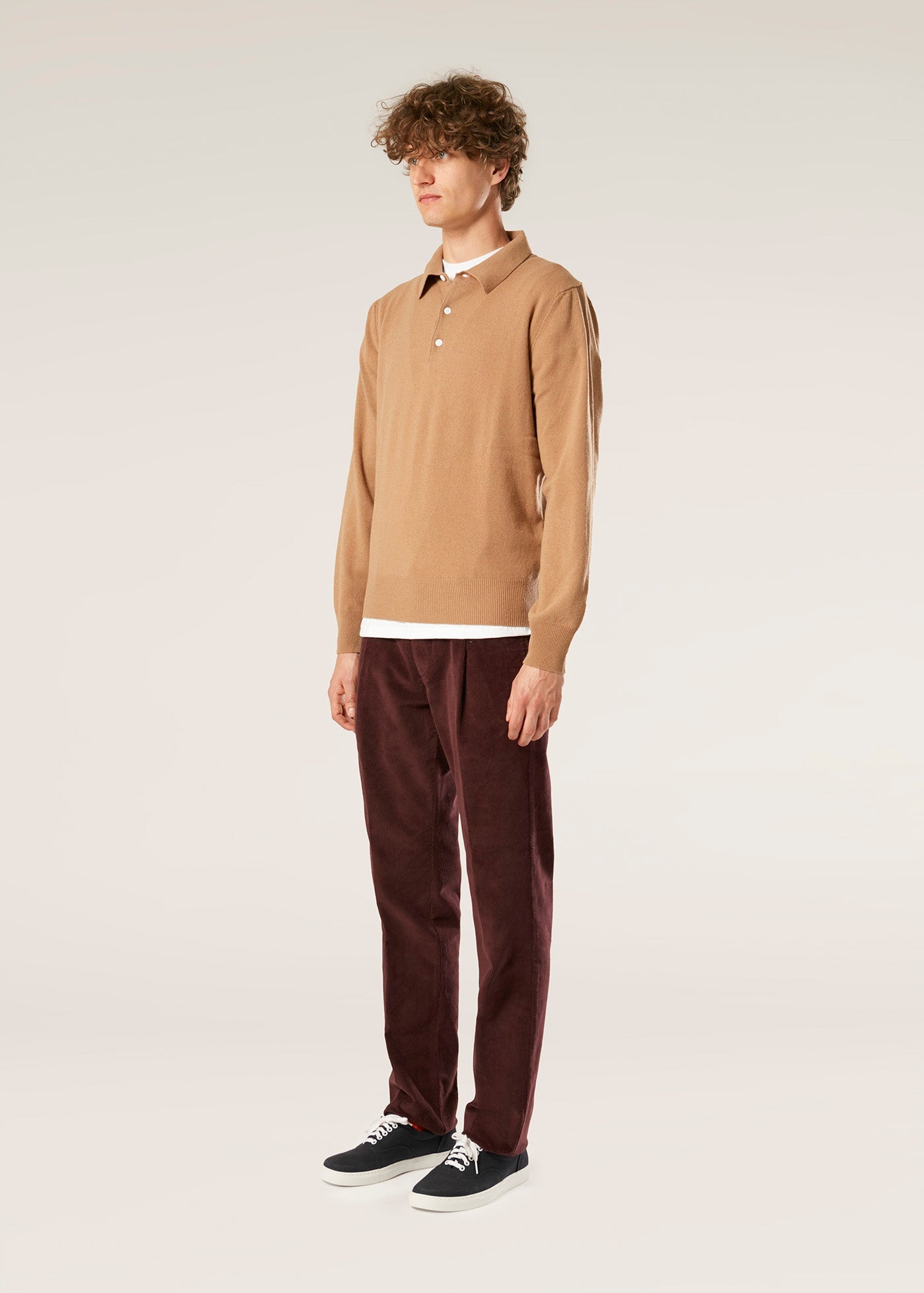 Aantioco Burgundy Pleated Stretch Cotton-Corduroy Trousers Red