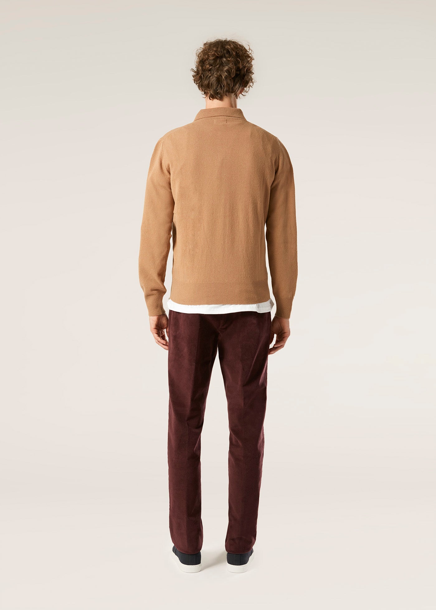 Aantioco Burgundy Pleated Stretch Cotton-Corduroy Trousers Red