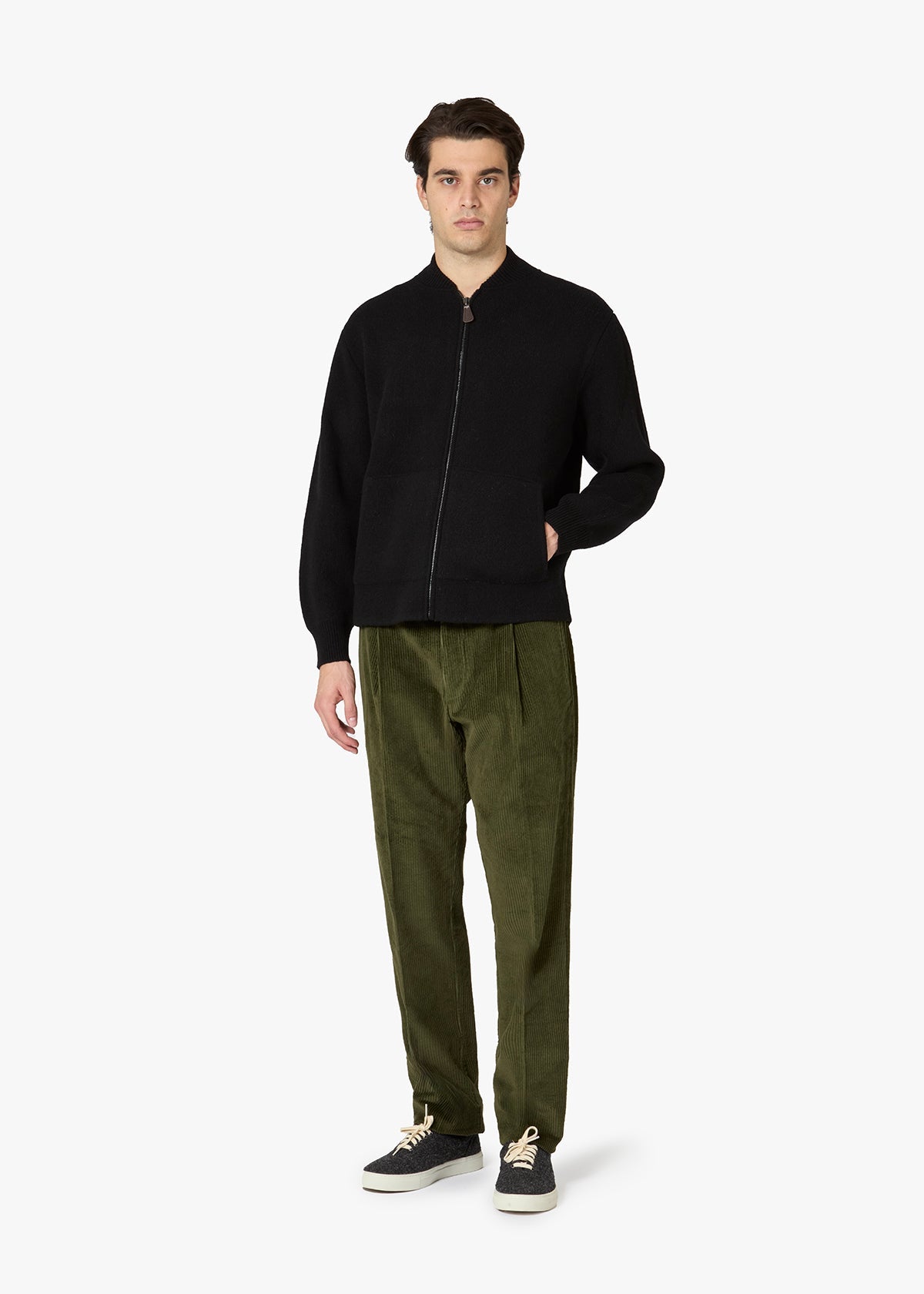 Aantioco Corduroy Trousers With Darts Green