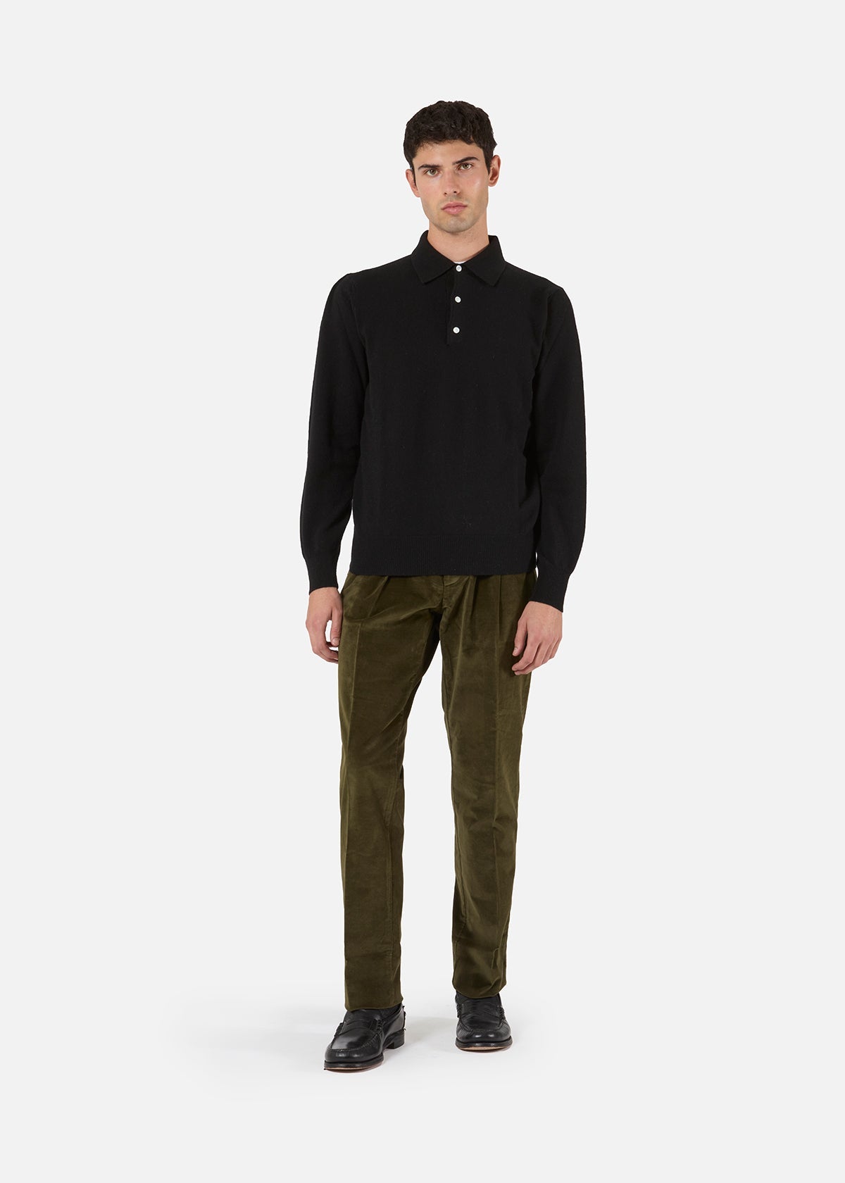 Aantioco Cotton Velvet Trousers With Darts Green