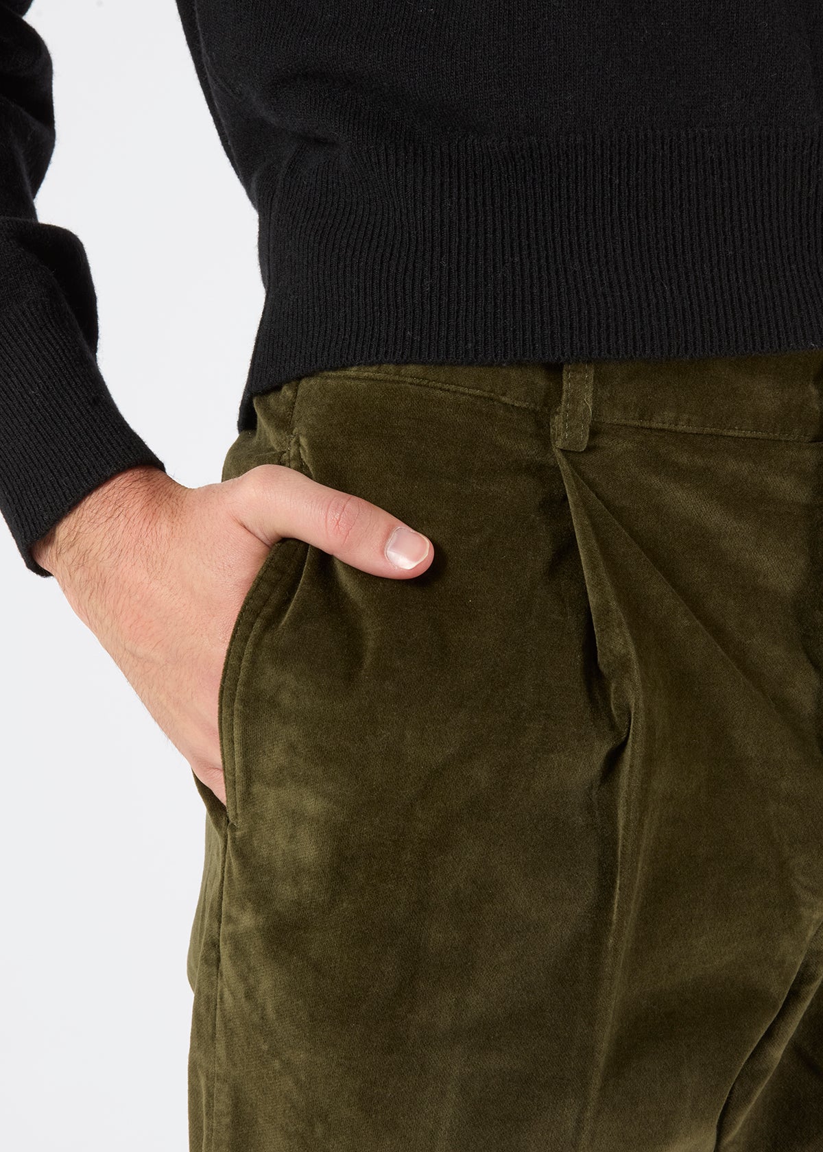Aantioco Cotton Velvet Trousers With Darts Green