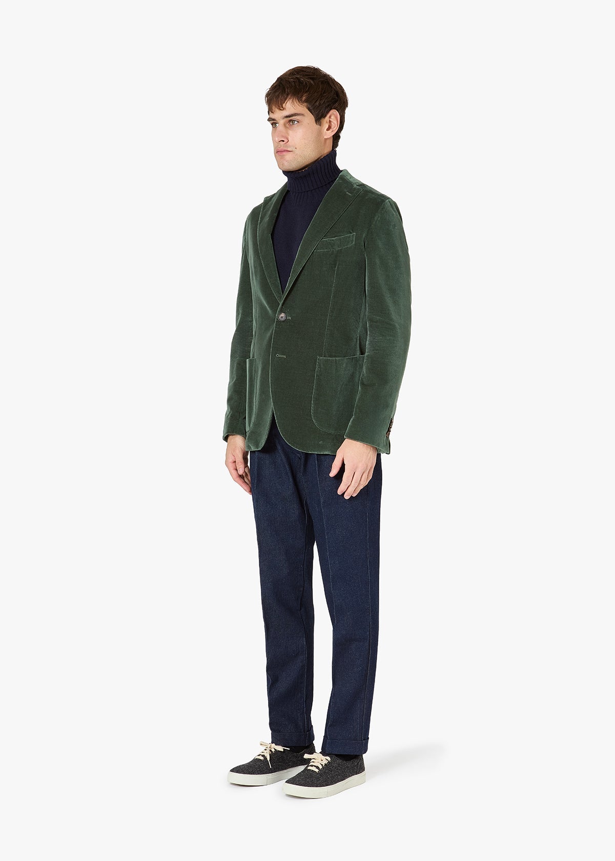 Aanzio Velvet Blazer With Patch Pockets Green Coats & Jackets