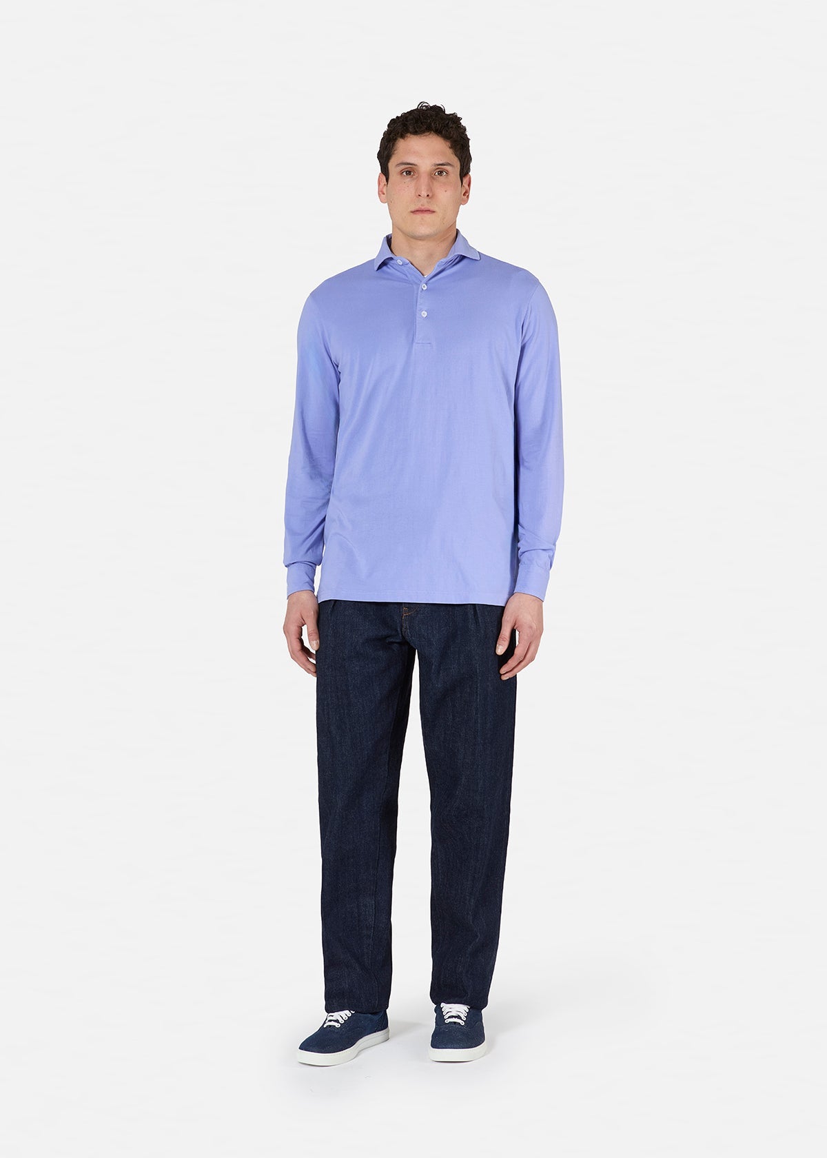 Aapollo Long Sleeves Jersey Polo Purple Sweatshirts & Poloshirts