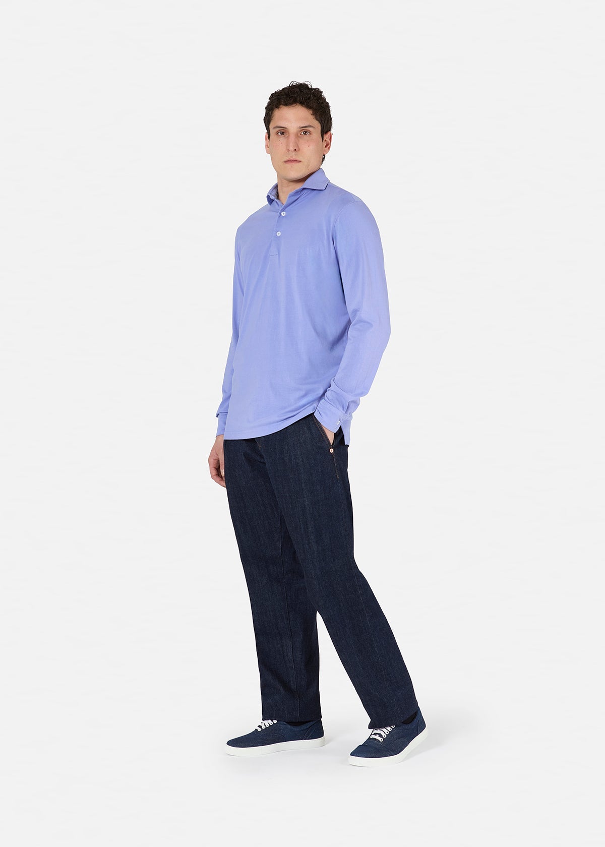 Aapollo Long Sleeves Jersey Polo Purple Sweatshirts & Poloshirts
