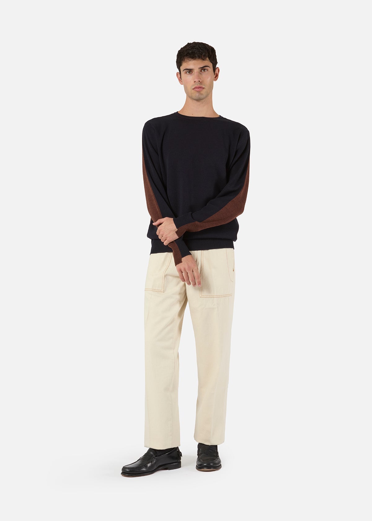 Aa-05-Denim Fatigue Jeans White Trousers