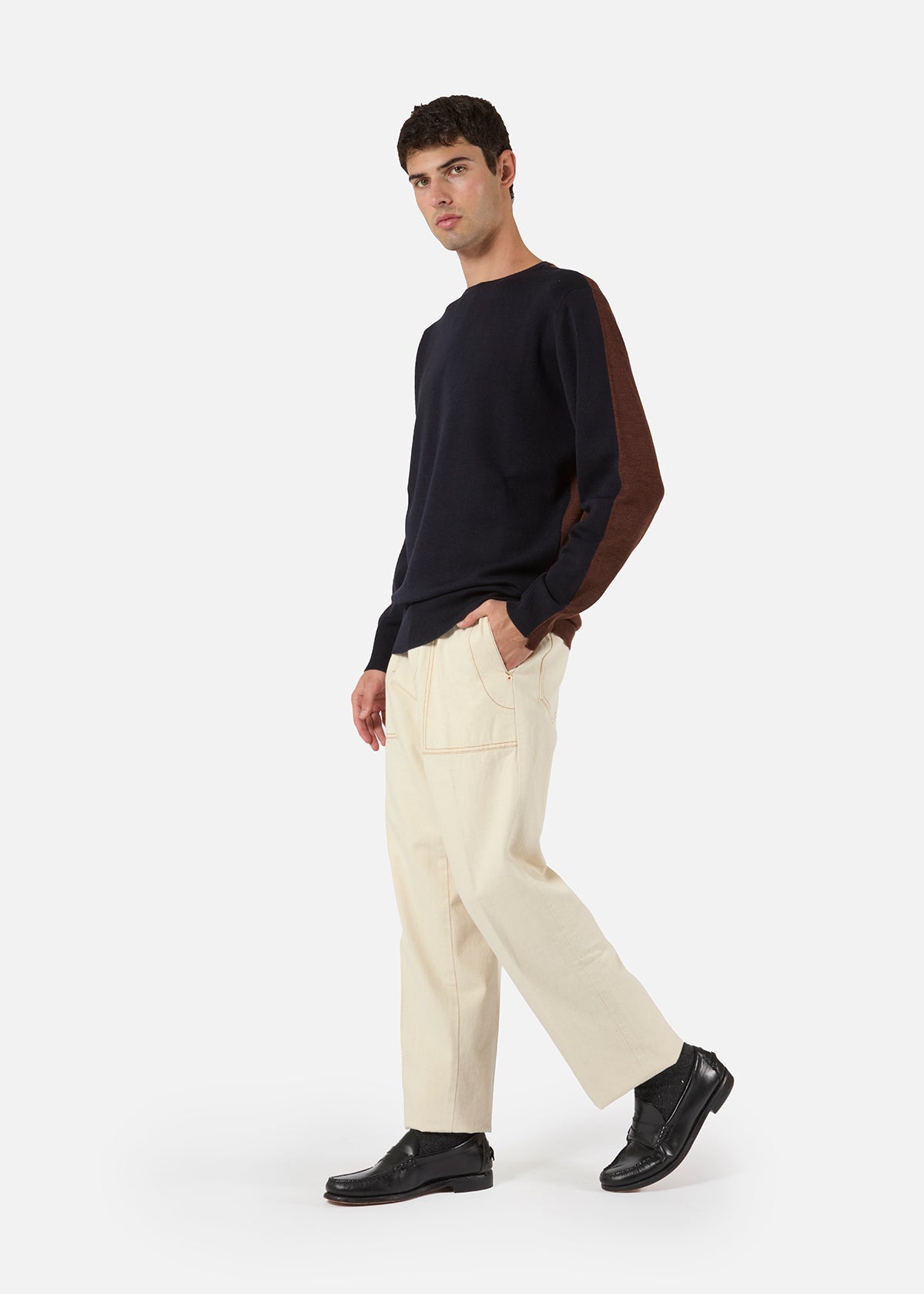 Aa-05-Denim Fatigue Jeans White Trousers