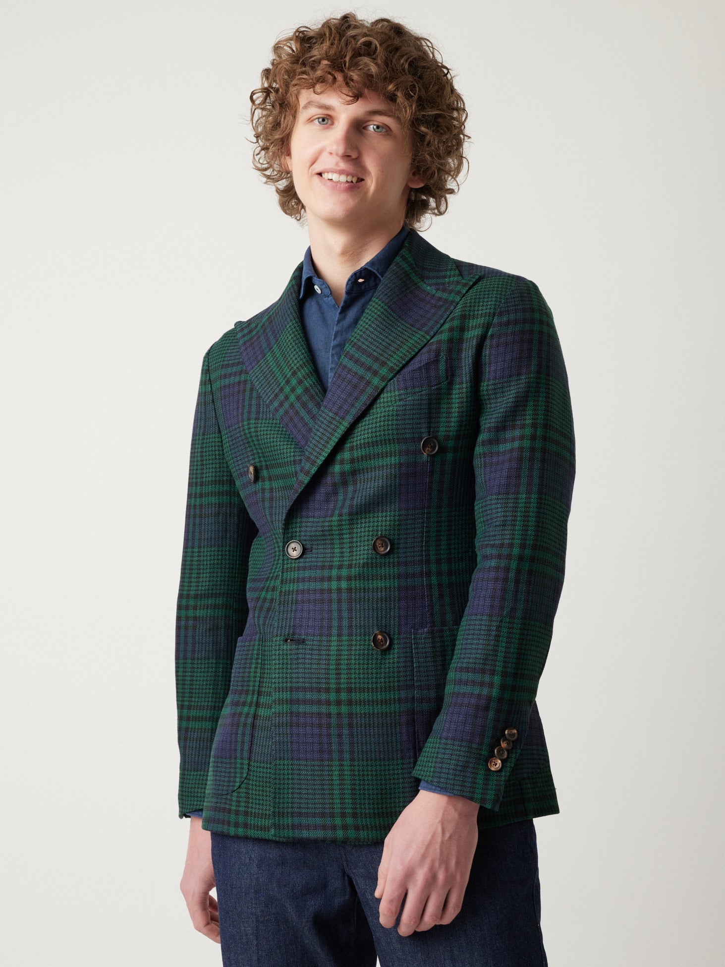 Aaradeo Tartan Double-Breasted Jacket Darkgreen Coats &