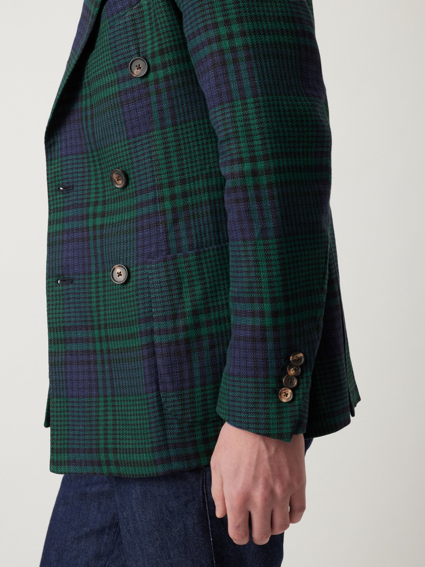 Aaradeo Tartan Double-Breasted Jacket Darkgreen Coats &