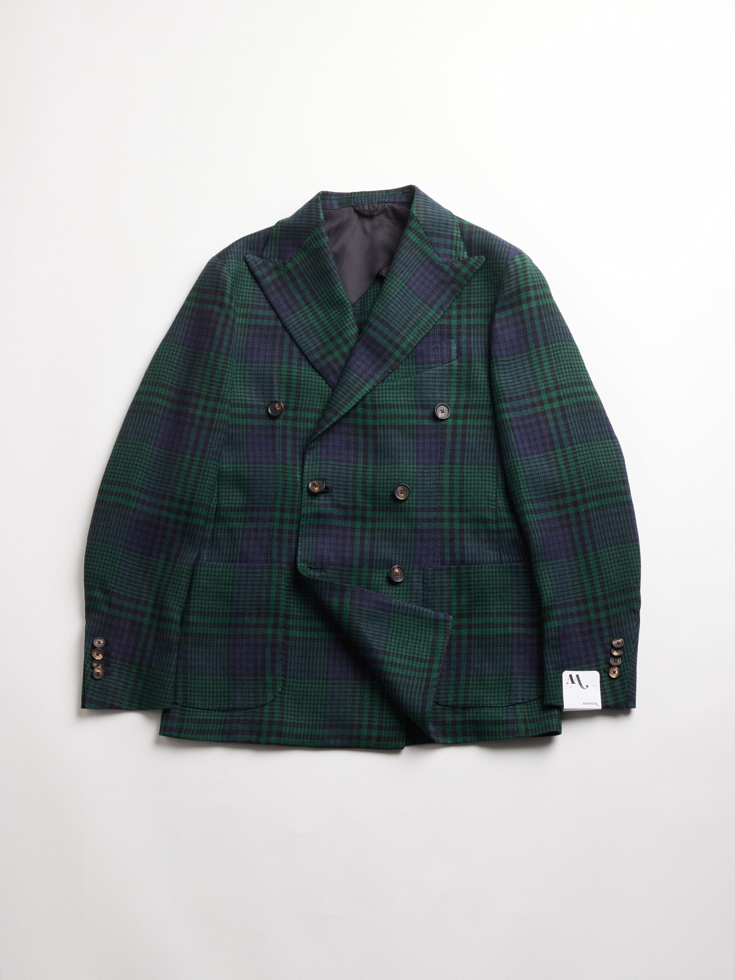 Aaradeo Tartan Double-Breasted Jacket Darkgreen Coats &