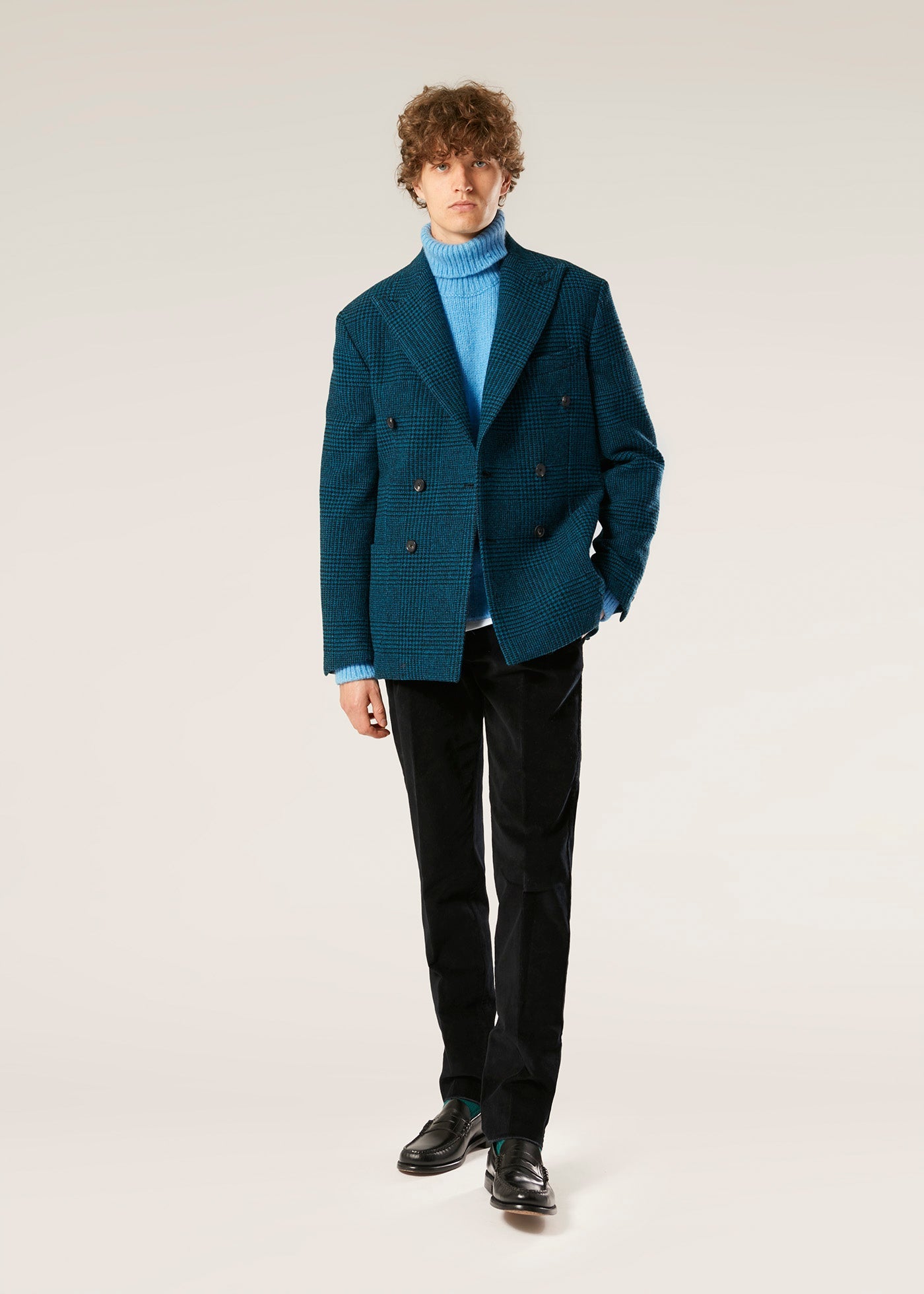 Aaradeo Checked Double Breasted Jacket Blue Coats &