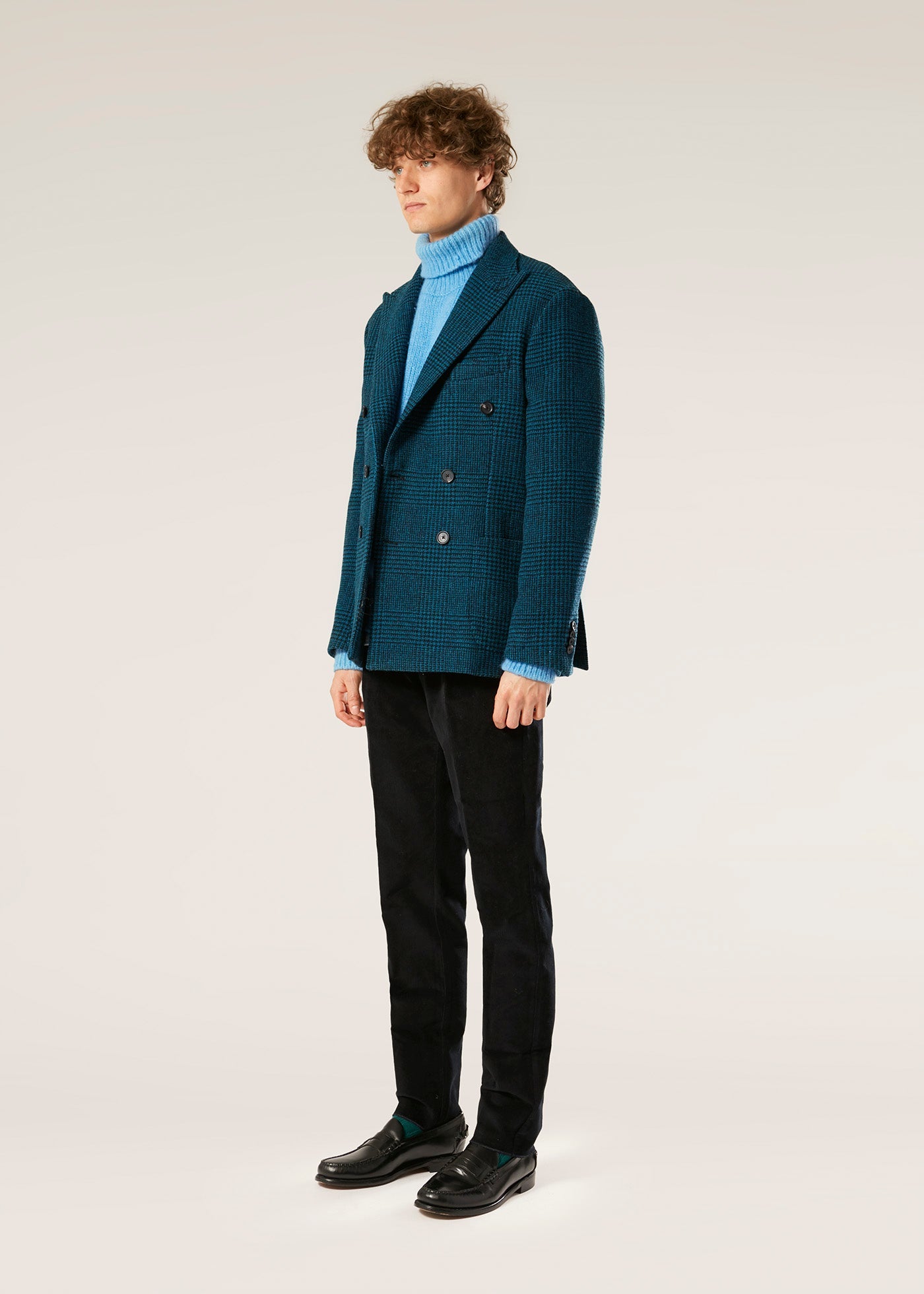 Aaradeo Checked Double Breasted Jacket Blue Coats &