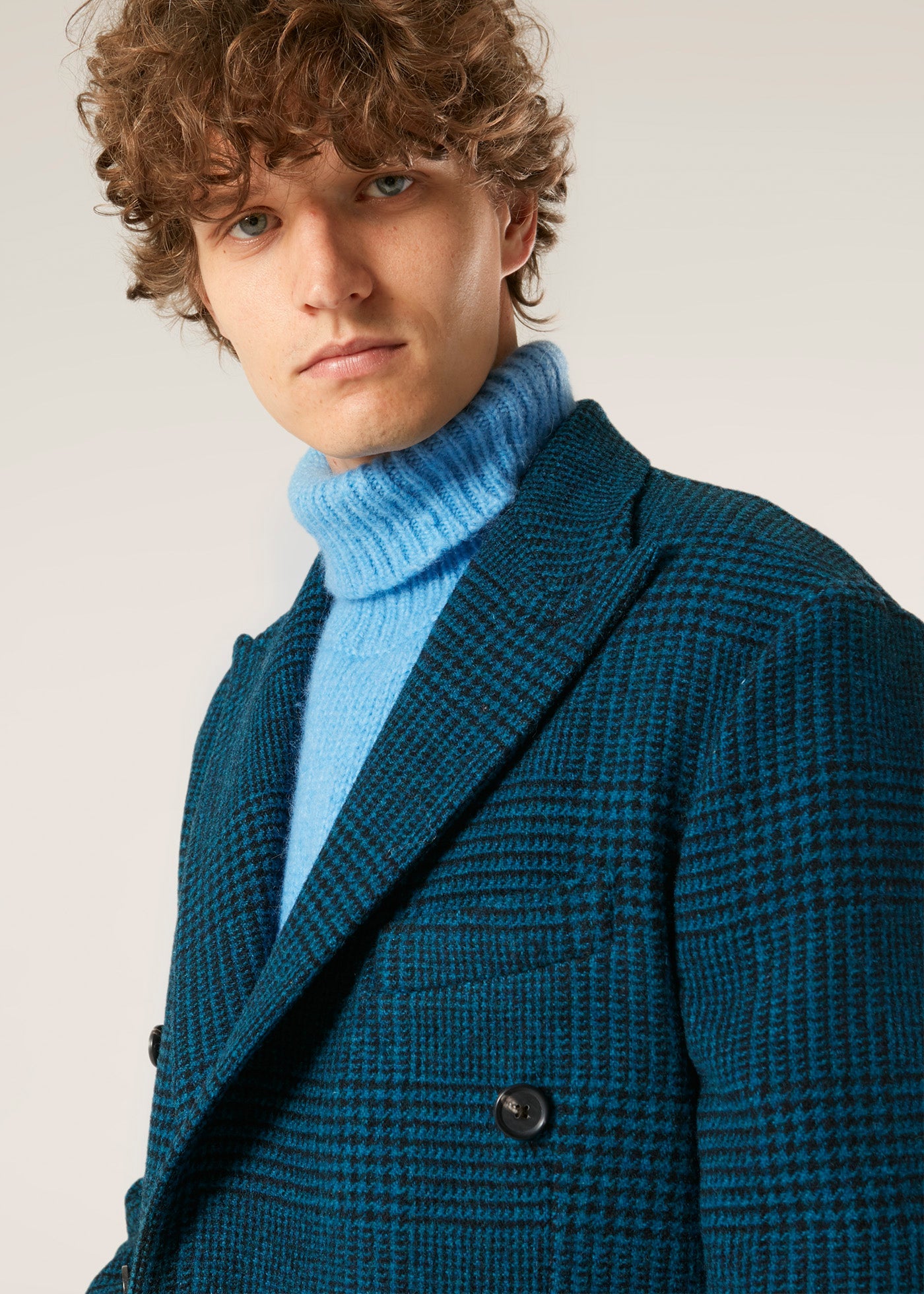 Aaradeo Checked Double Breasted Jacket Blue Coats &