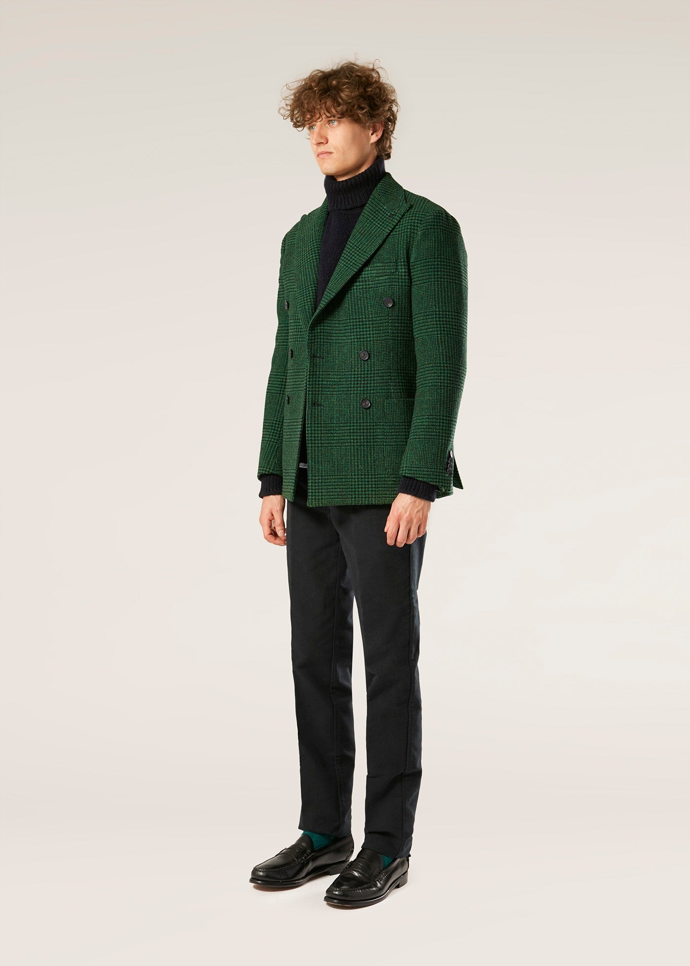 Aaradeo Checked Double Breasted Jacket Green Coats &