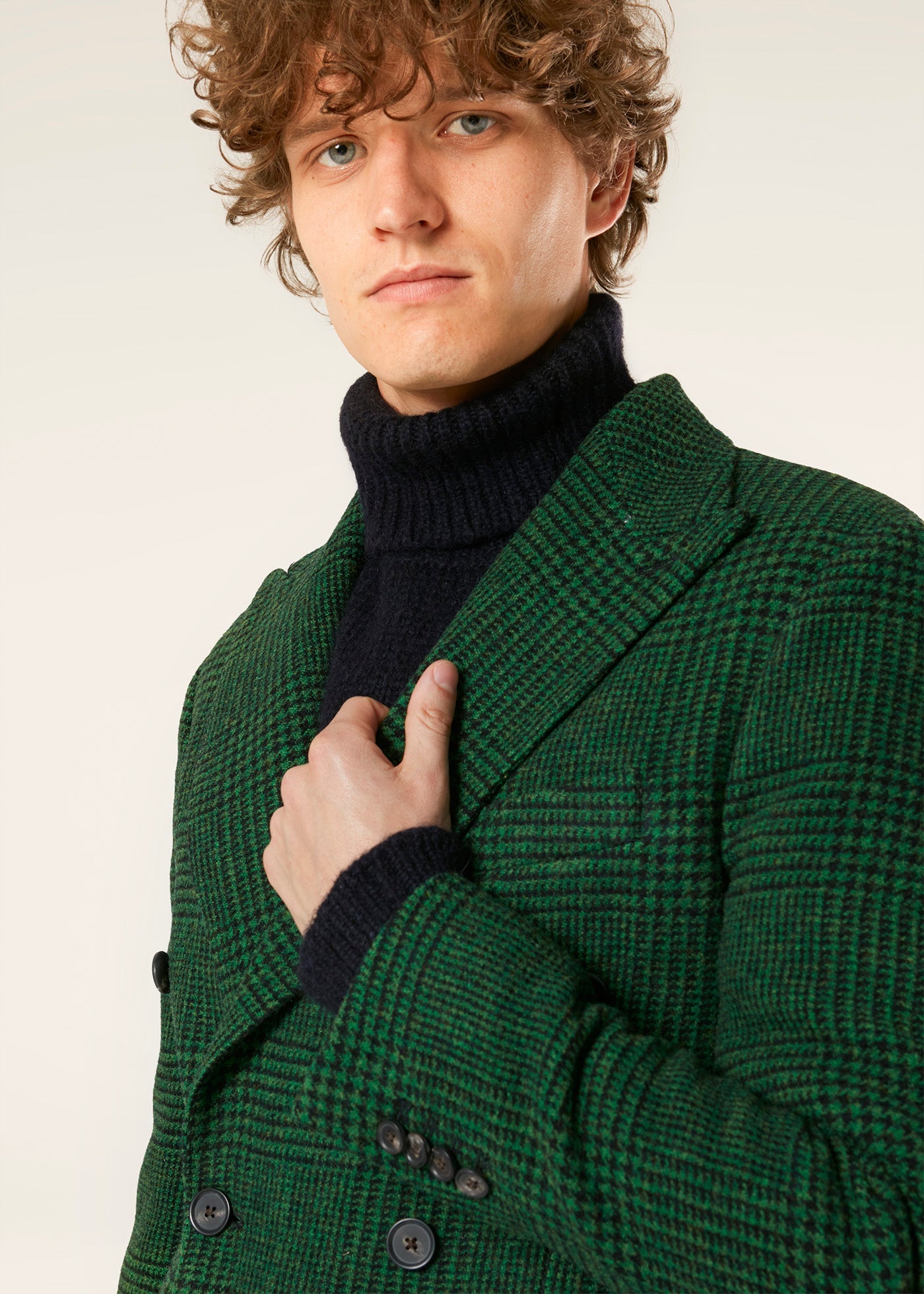 Aaradeo Checked Double Breasted Jacket Green Coats &