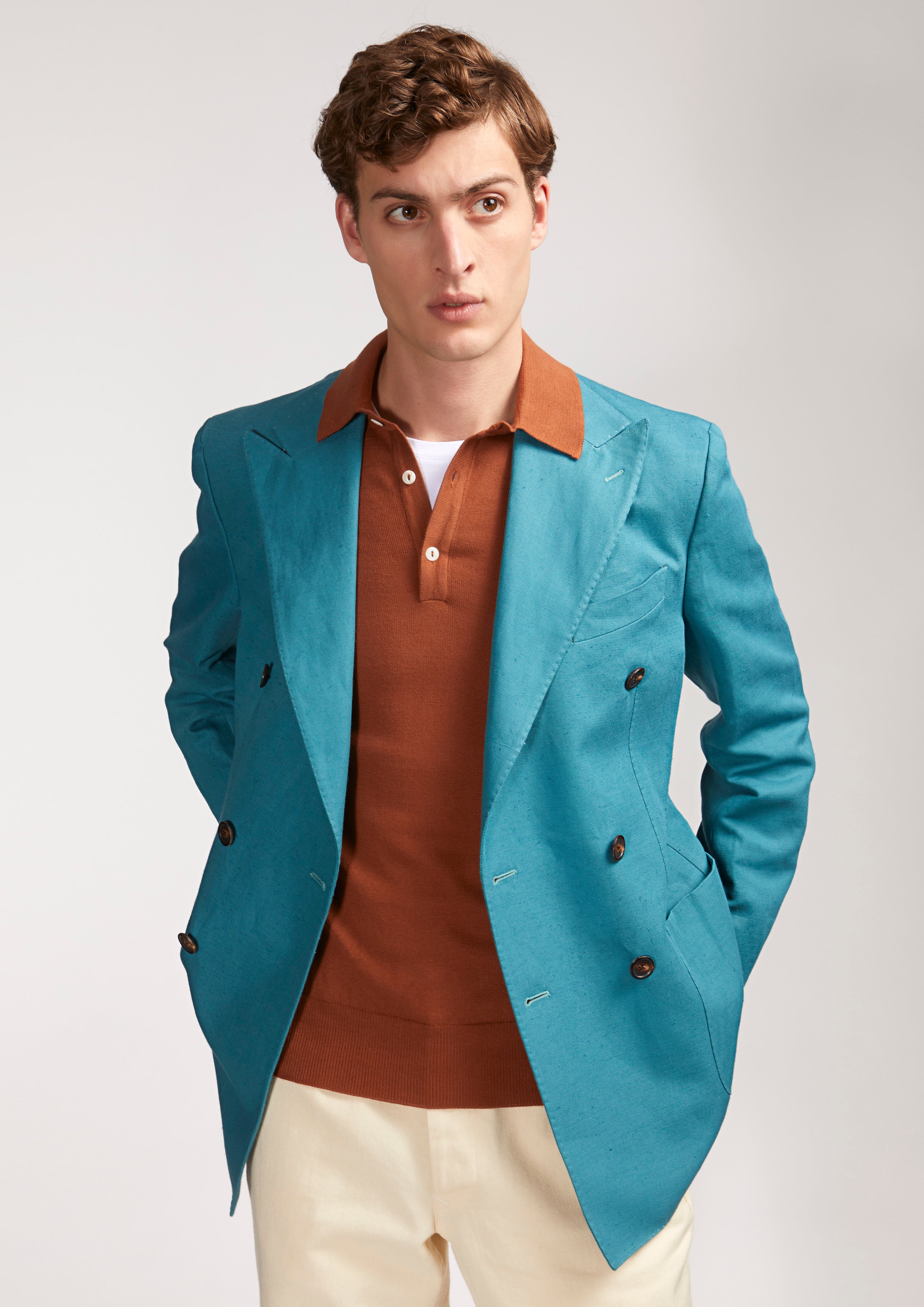 Aaradeo Double Breasted Jacket Turquoise Coats &