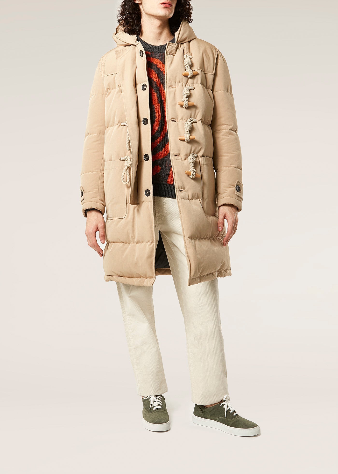 Aarhs Beige Down-Filled Montgomery Coats & Jackets