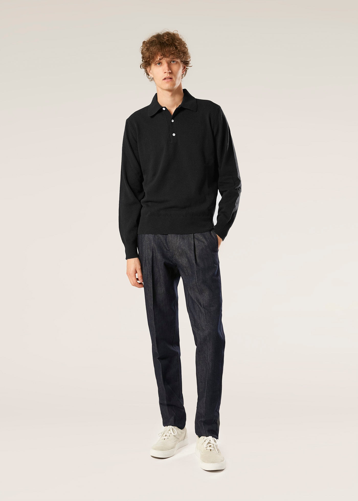 Aaric Navy Wool Polo Shirt Sweatshirts & Poloshirts