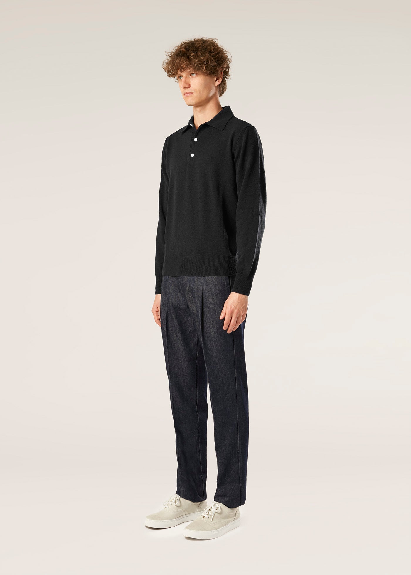 Aaric Navy Wool Polo Shirt Sweatshirts & Poloshirts