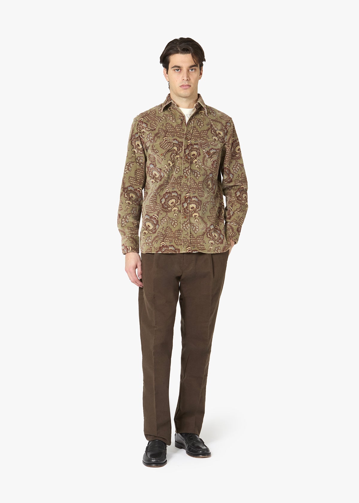 Aariosto Printed Western Shirt Green