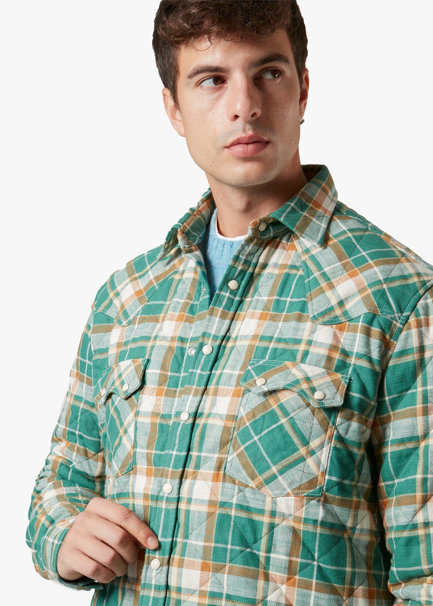 Aariosto Padded Western Shirt Green