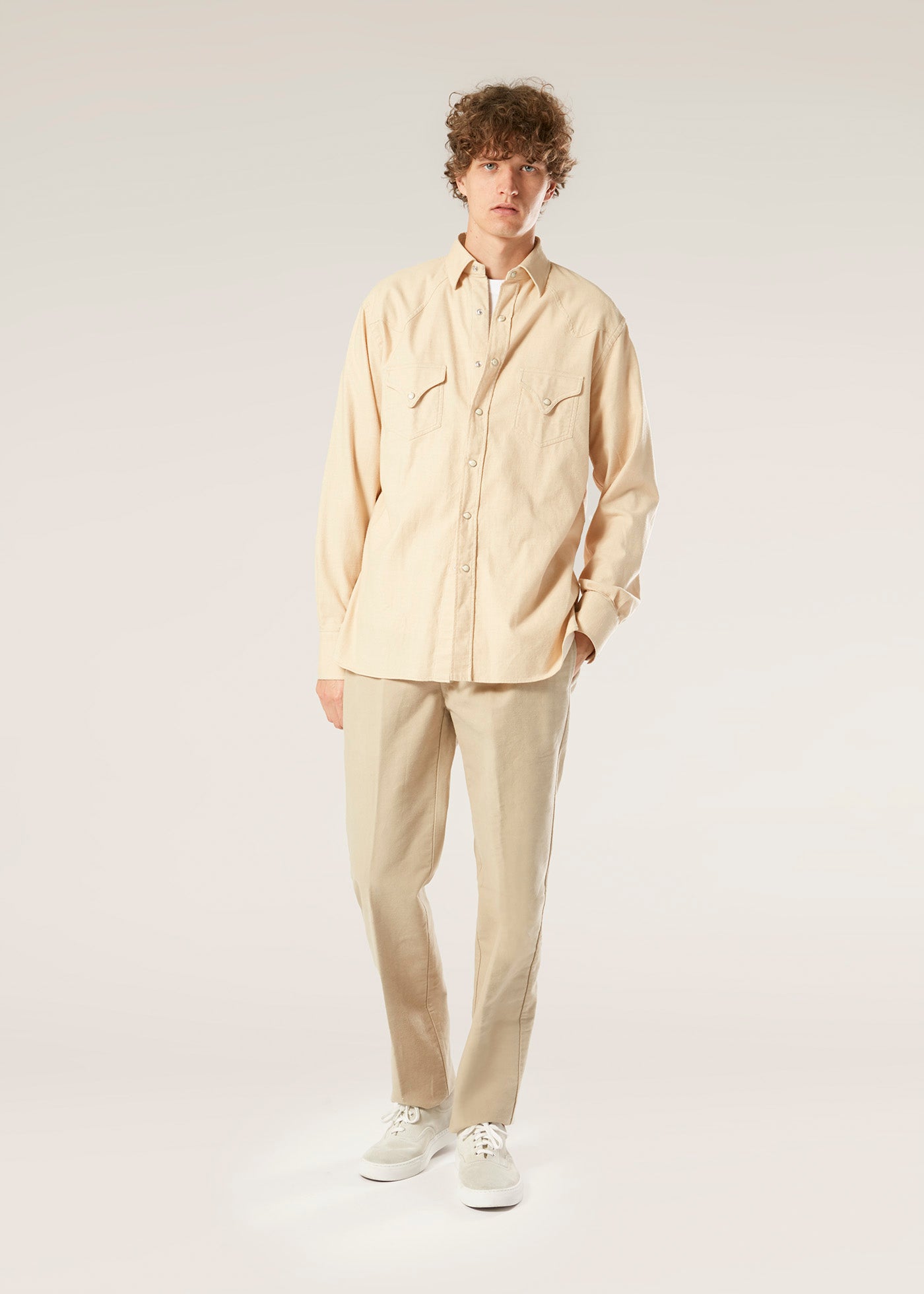 Aariosto Cotton Wester Shirt Beige