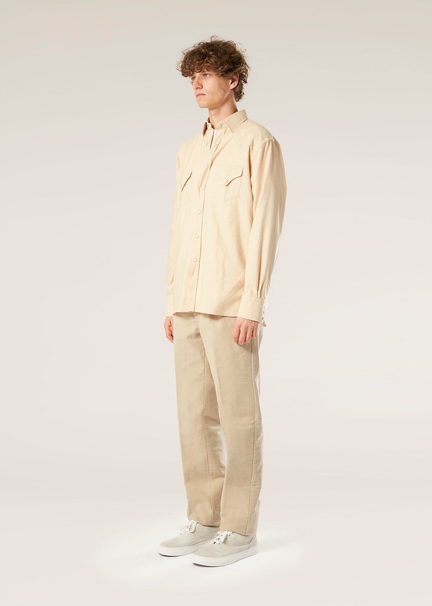 Aariosto Cotton Wester Shirt Beige