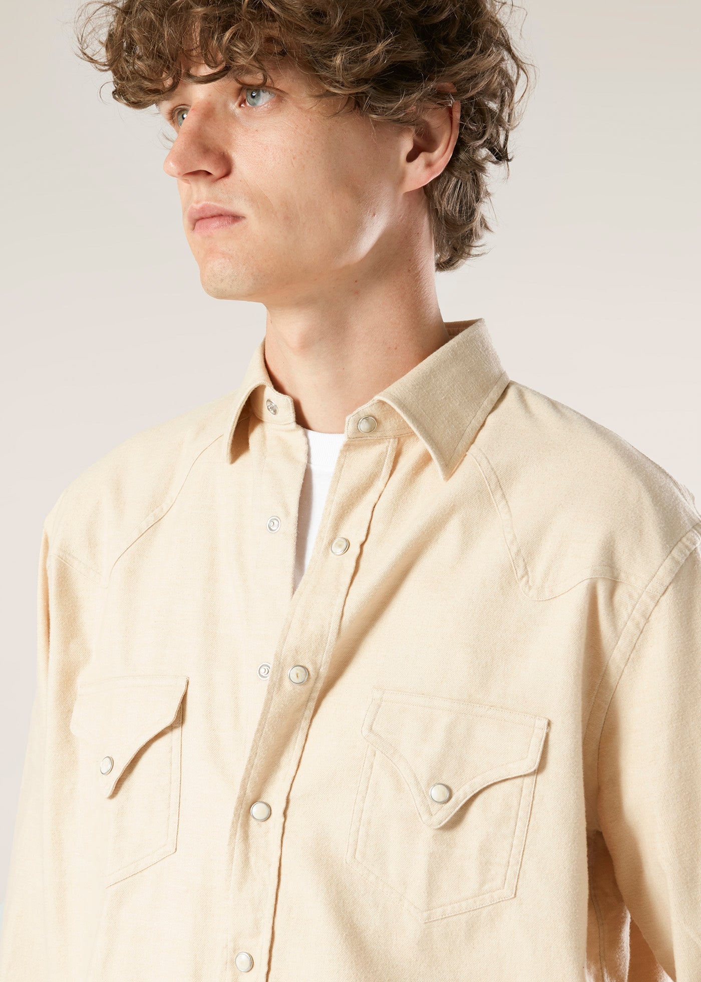 Aariosto Cotton Wester Shirt Beige