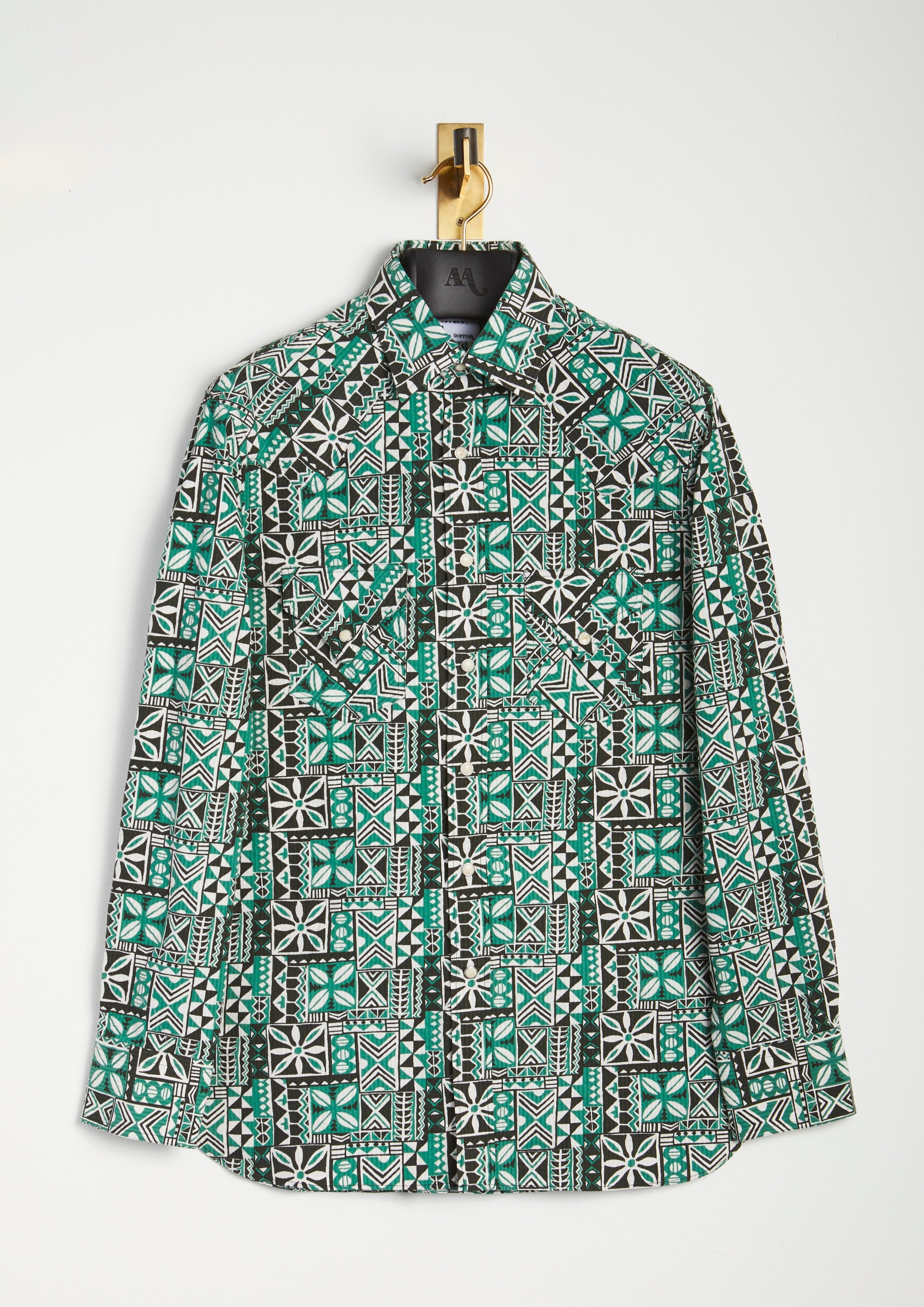 Aariosto Printed Western Shirt Green