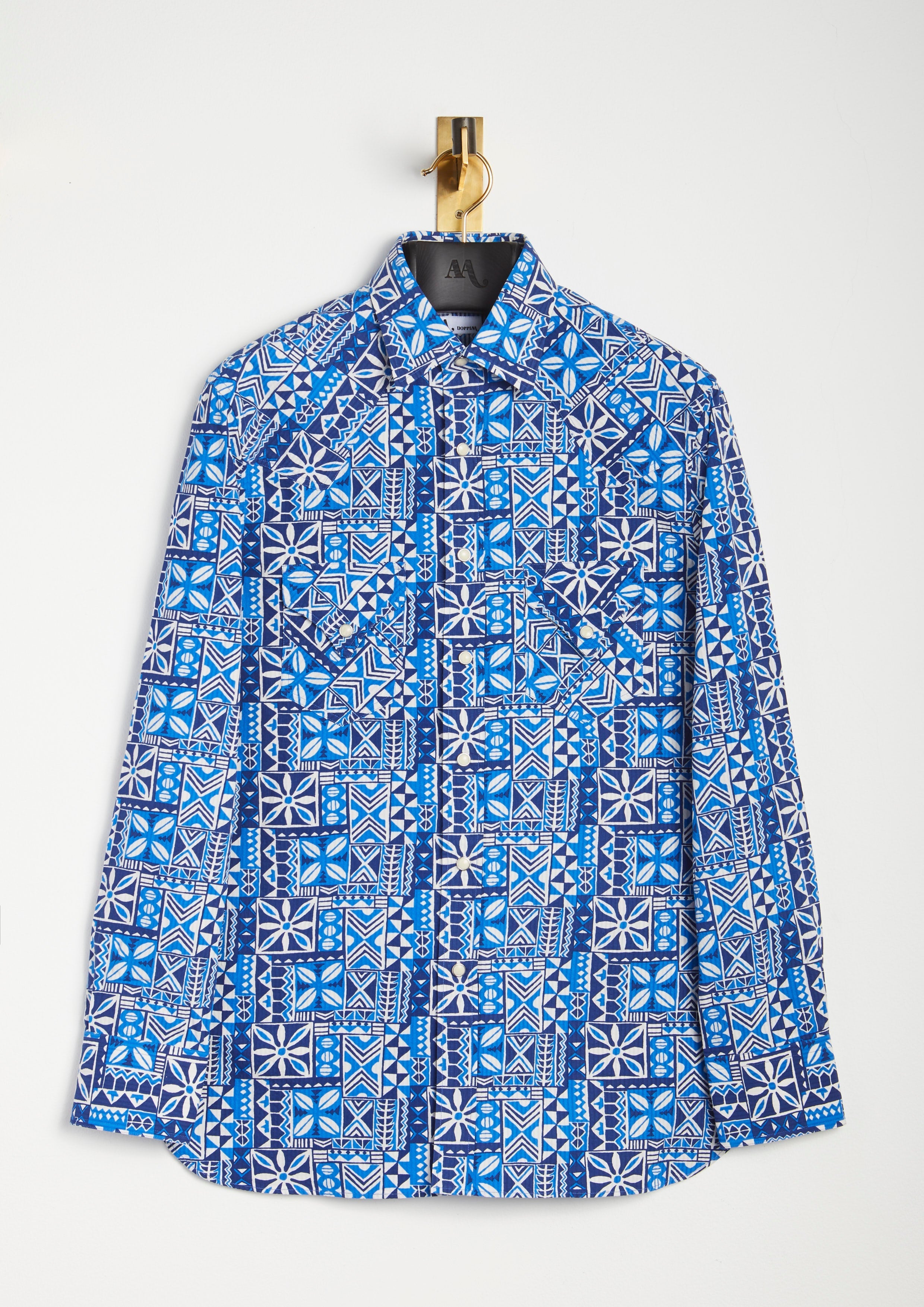 Aariosto Printed Western Shirt Blue