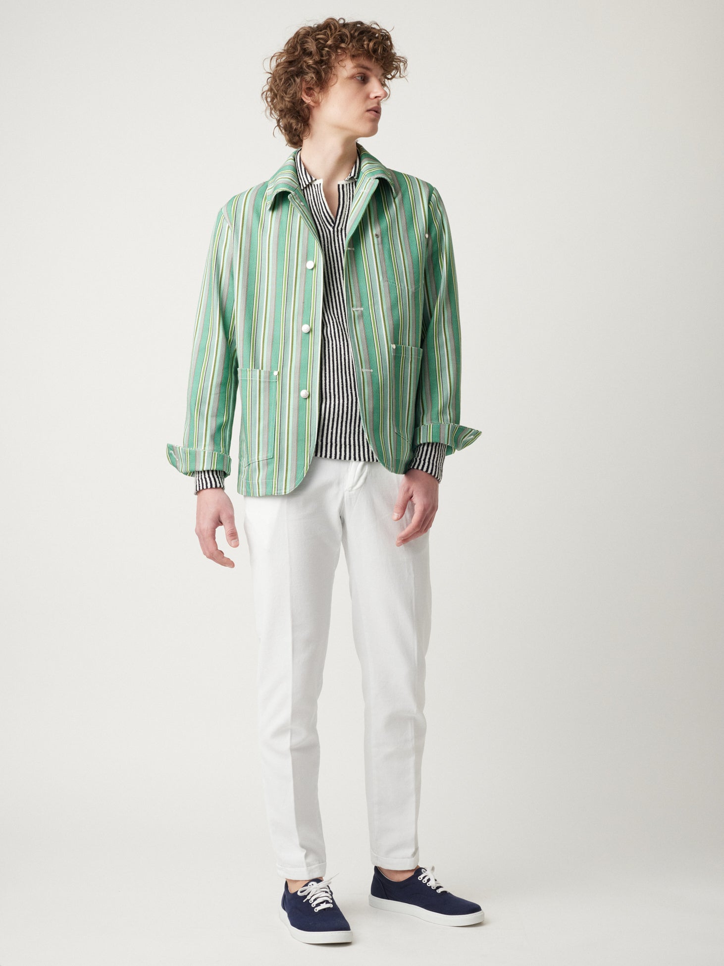 Aassalonne Striped Work Jacket Green Coats &