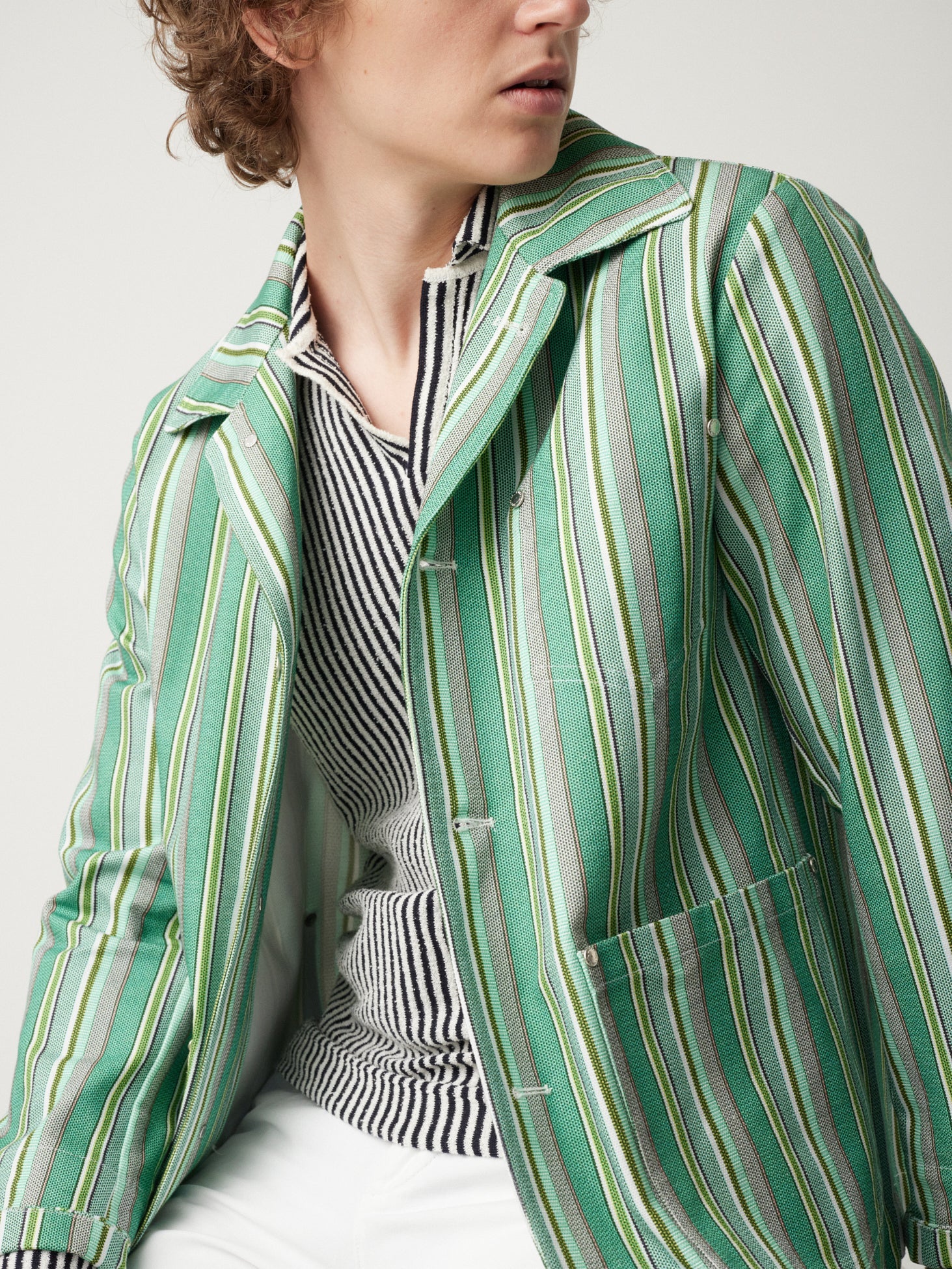 Aassalonne Striped Work Jacket Green Coats &