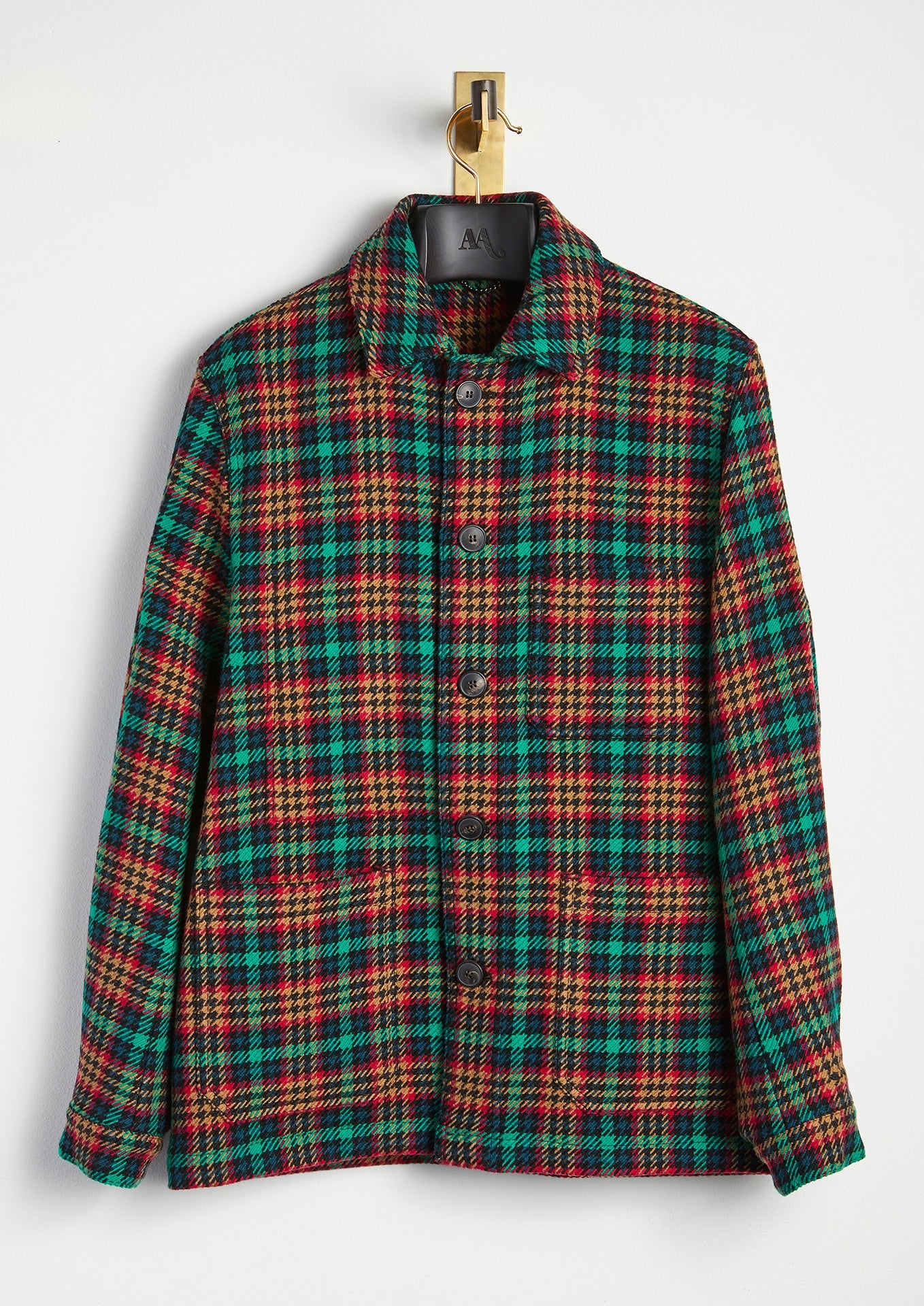 Aasti Checked Wool Overshirt Green Coats & Jackets