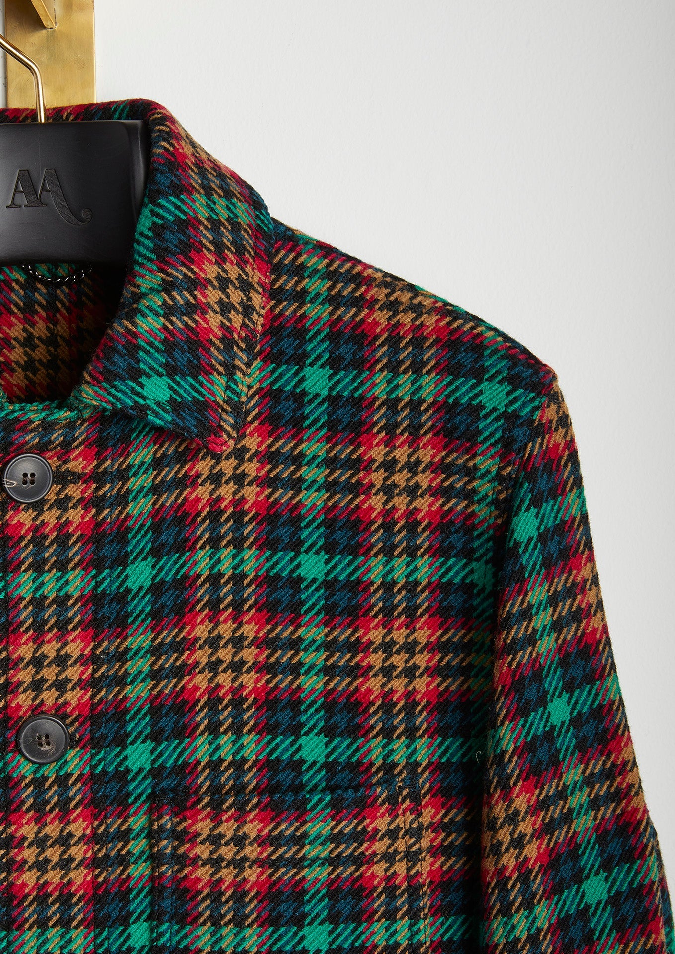Aasti Checked Wool Overshirt Green Coats & Jackets