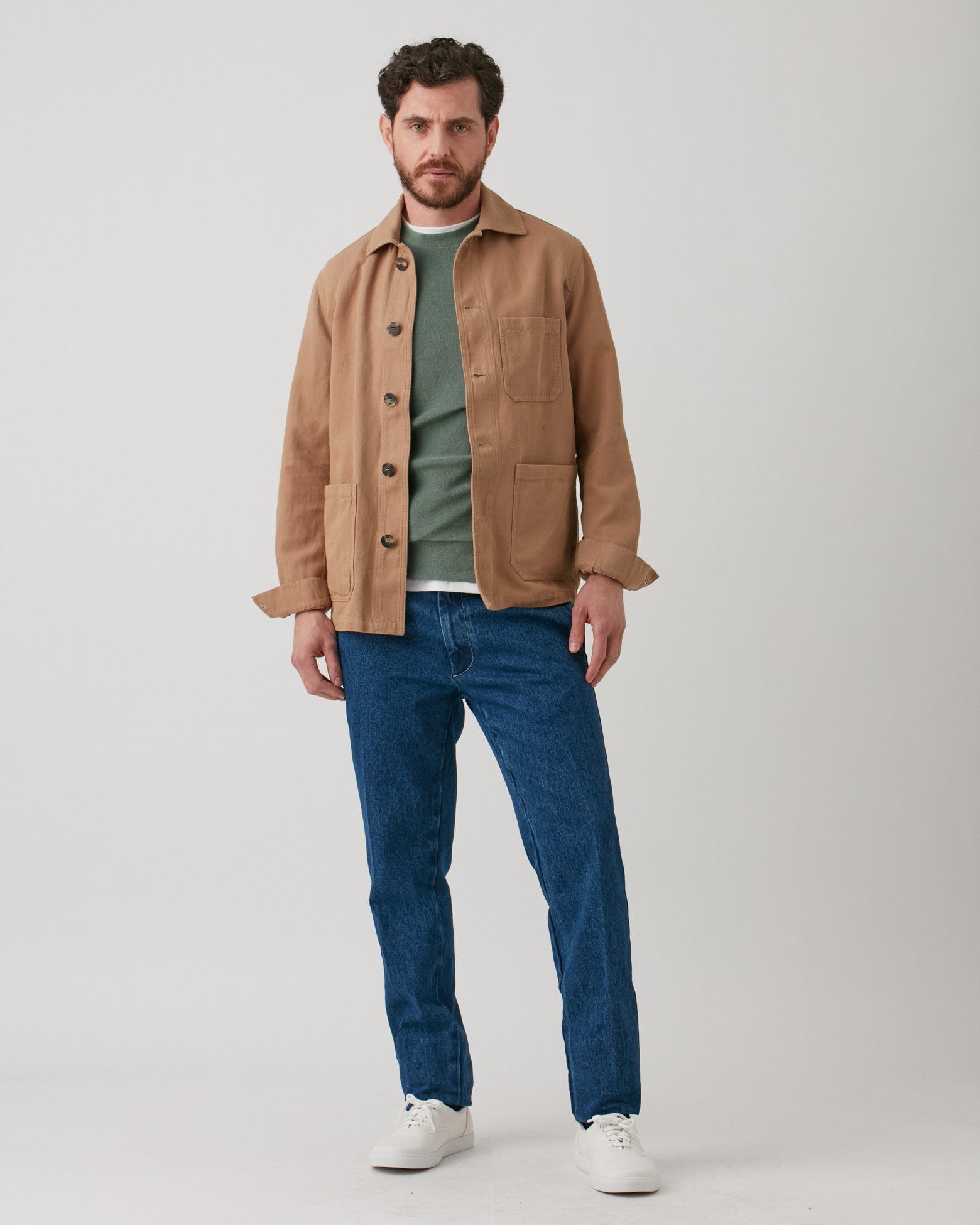 Aasti Linen Overshirt Beige Coats & Jackets