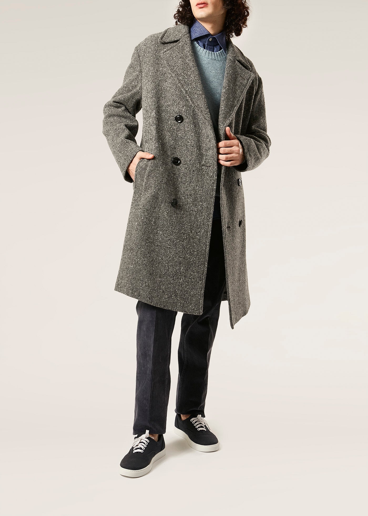 Aathene Grey Double-Breasted Coat & Jackets