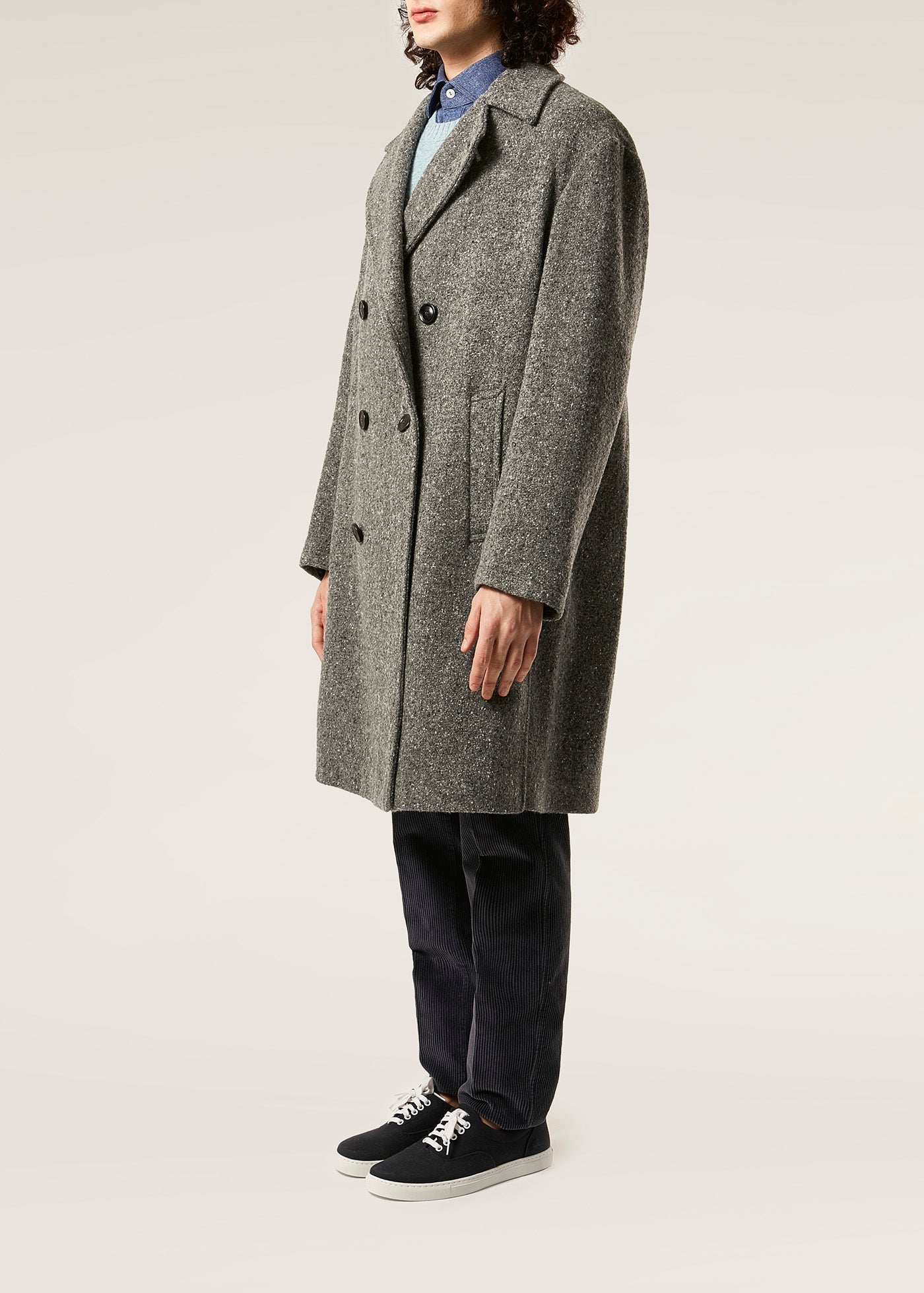 Aathene Grey Double-Breasted Coat & Jackets