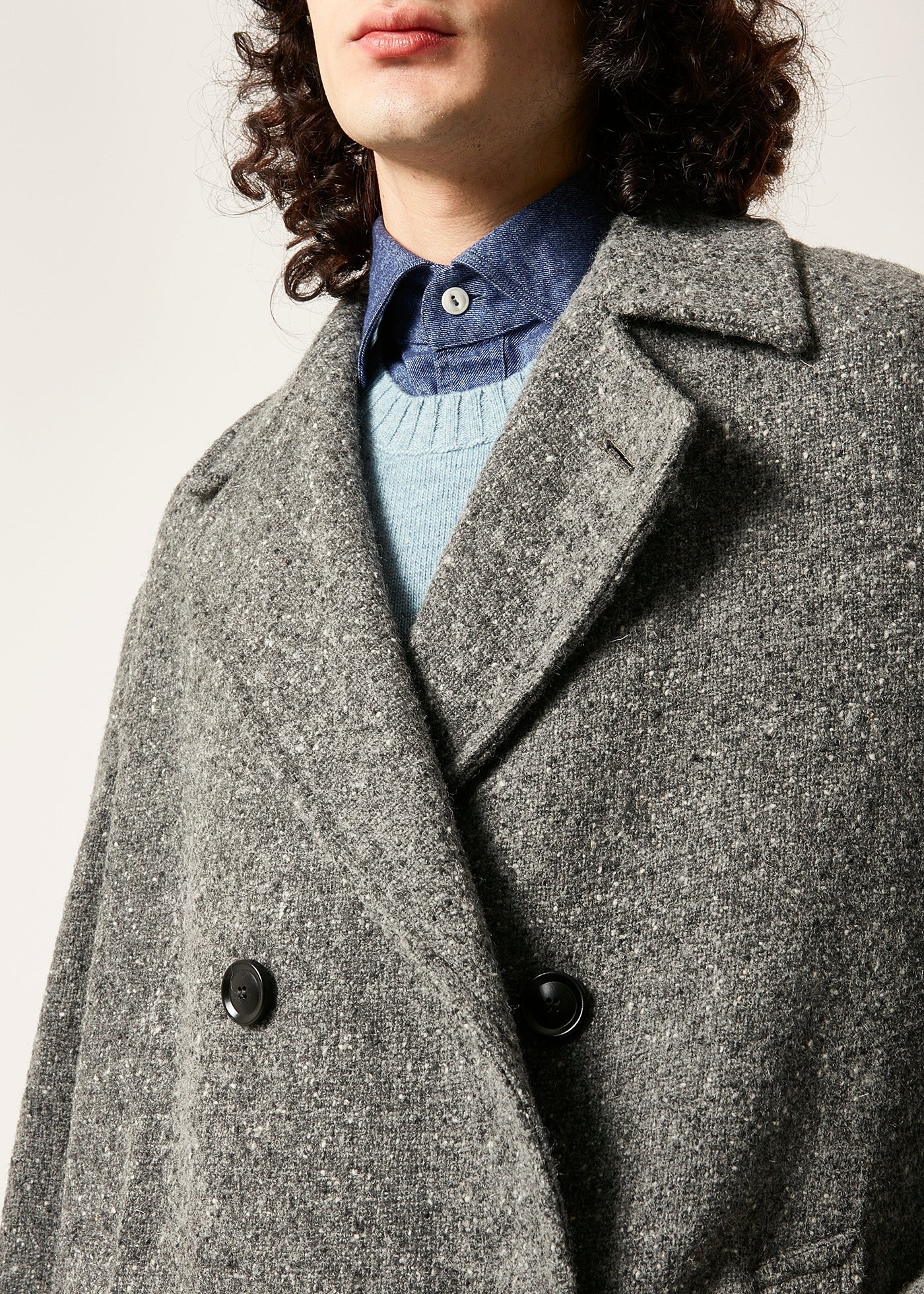Aathene Grey Double-Breasted Coat & Jackets