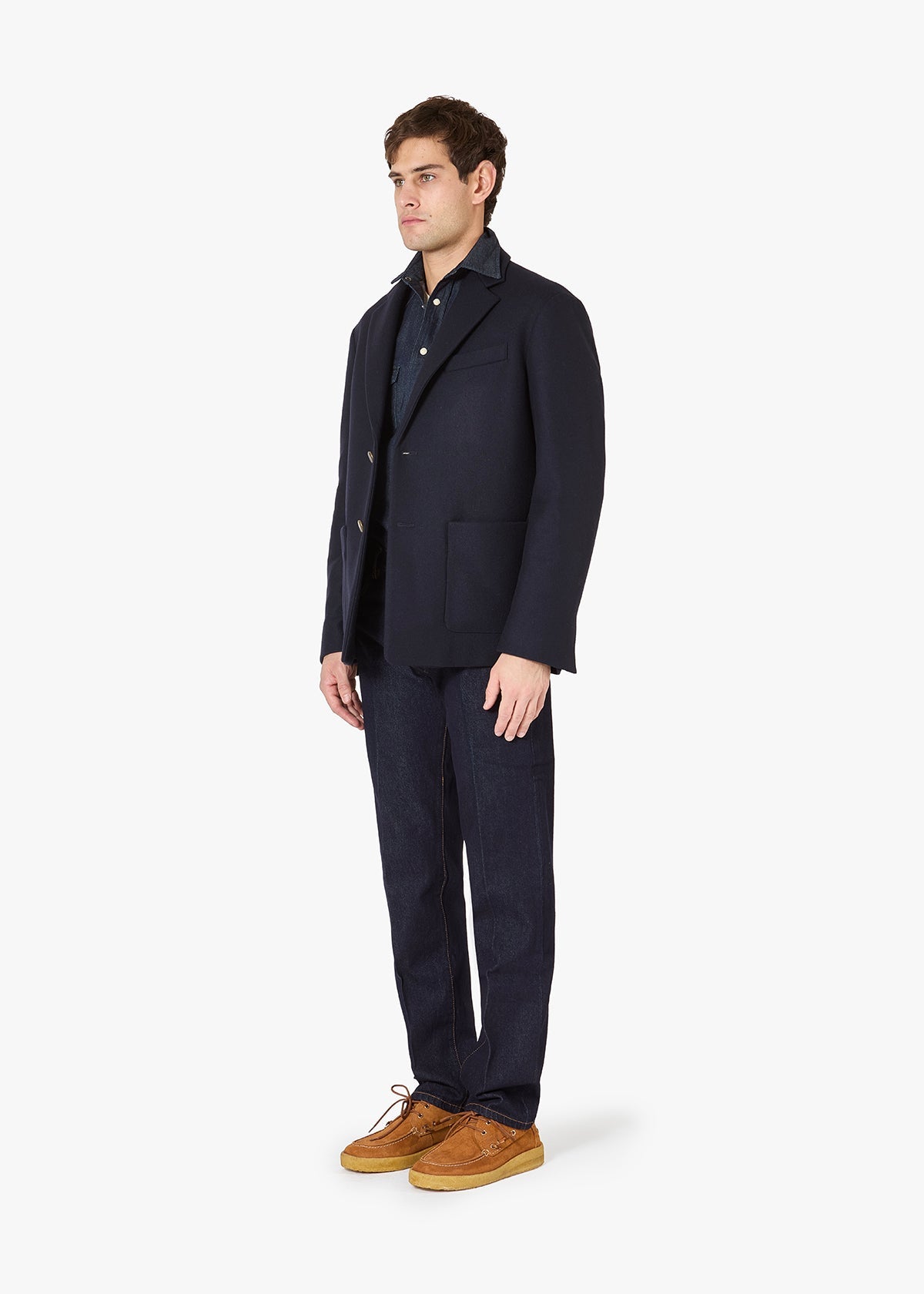 Aaura Wool Single-Breasted Jacket Blue Coats &