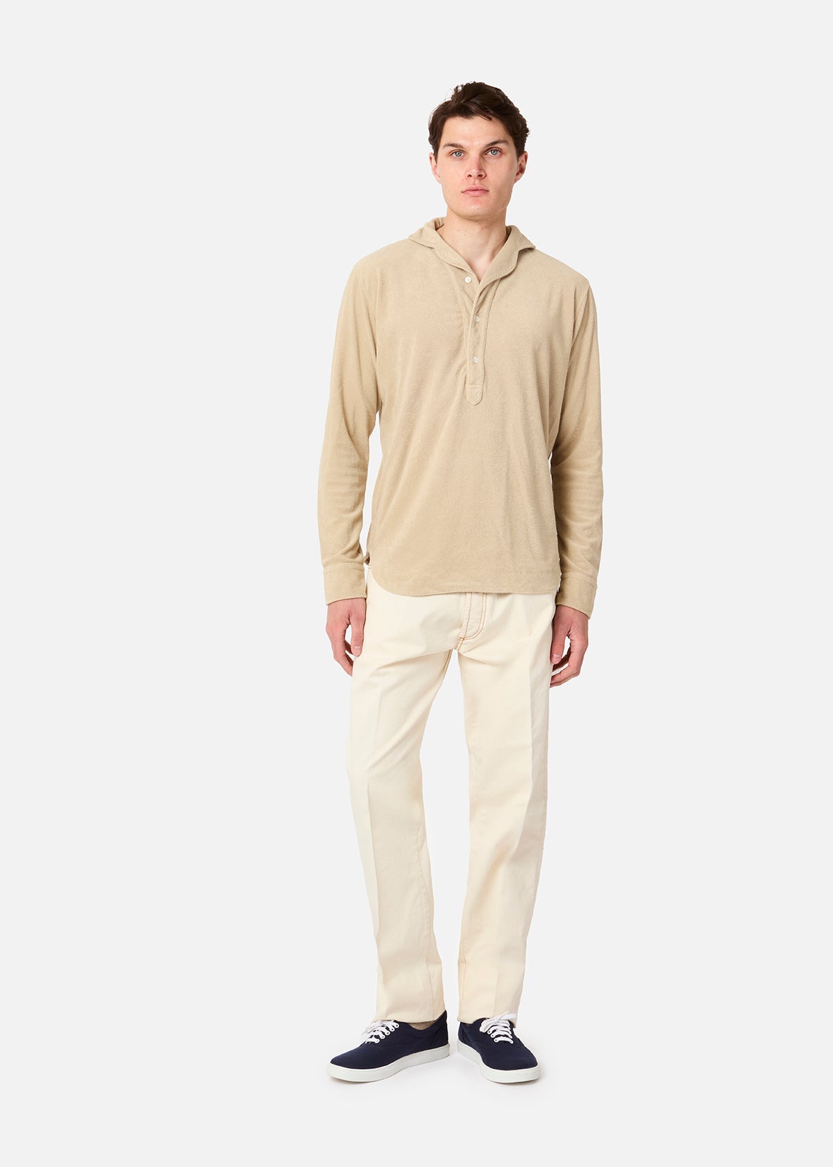 Aaurasio Terry Poloshirt Beige Sweatshirts & Poloshirts
