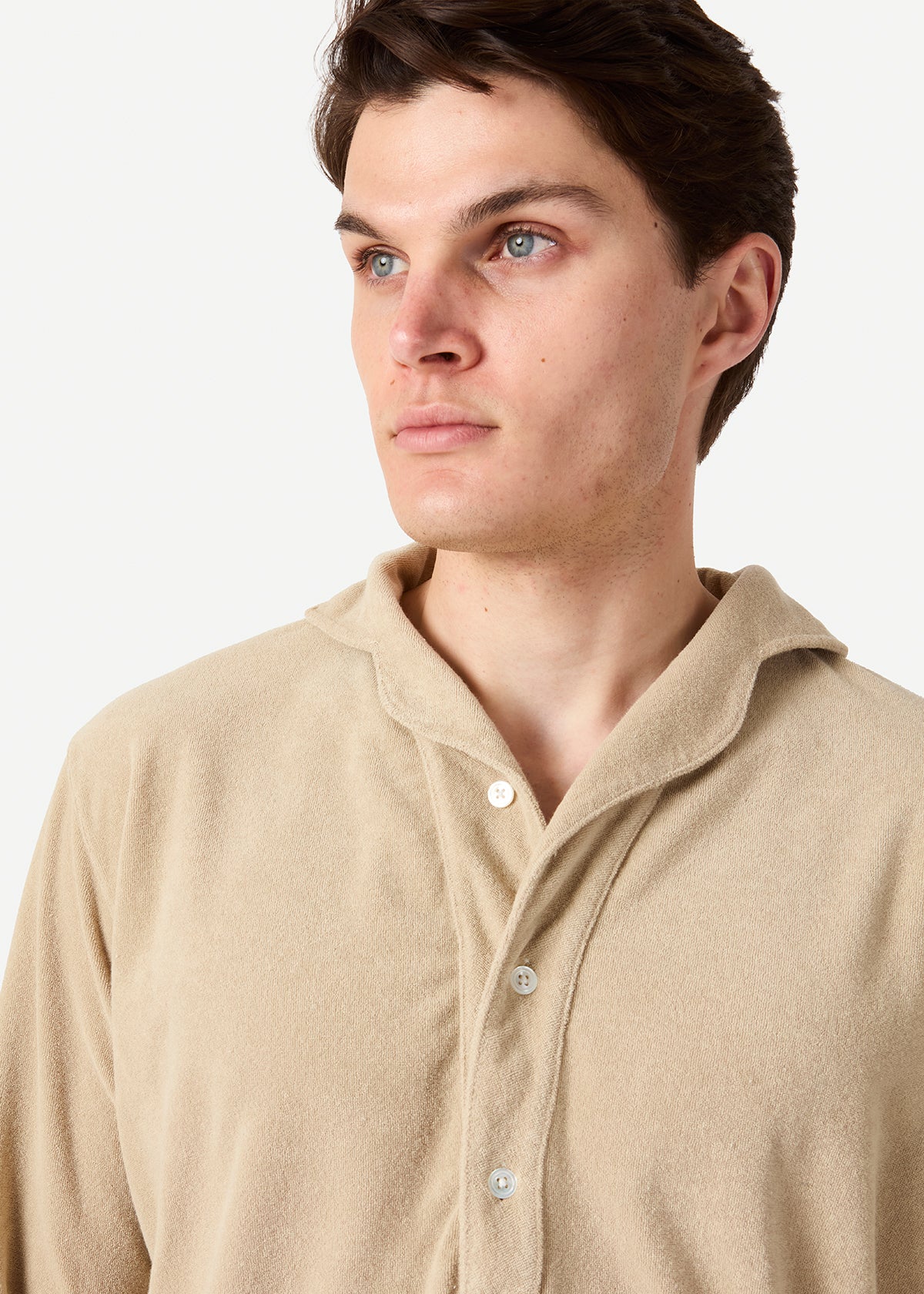 Aaurasio Terry Poloshirt Beige Sweatshirts & Poloshirts