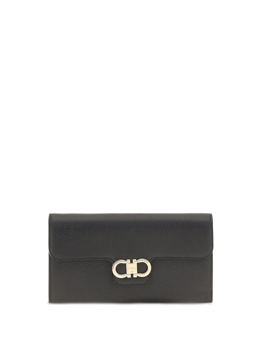 Ferragamo 100% Calf Leather Bos Taurus wallet in black