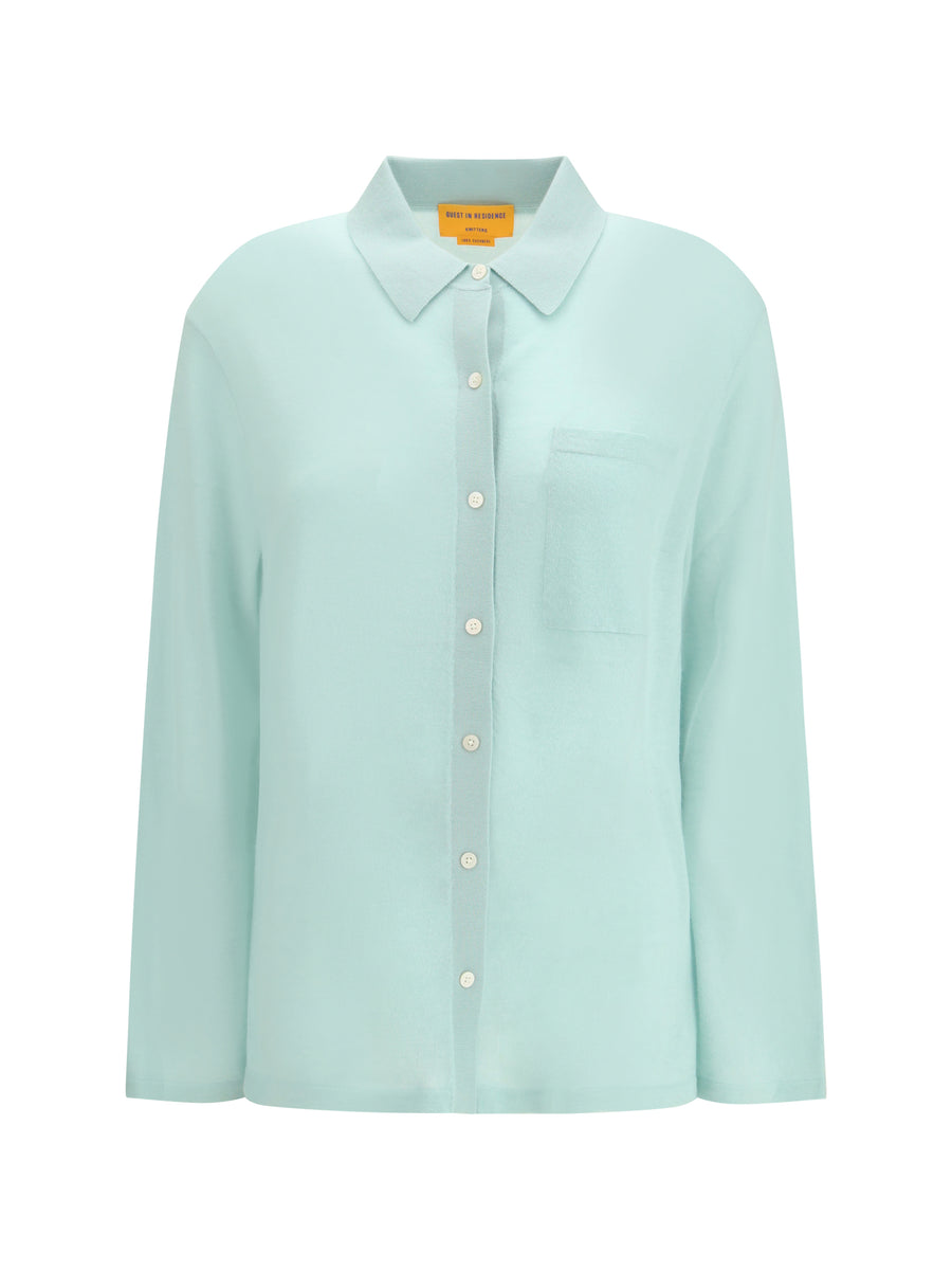 Guest In Residence 100% Cashmere shirt in green