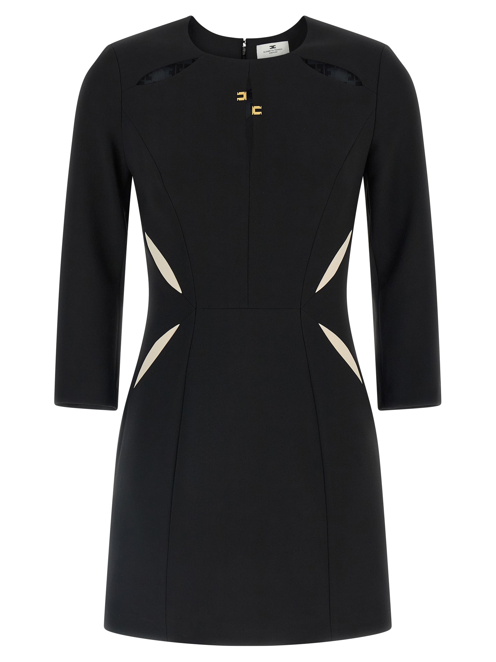Sheath dress White/black Polyester