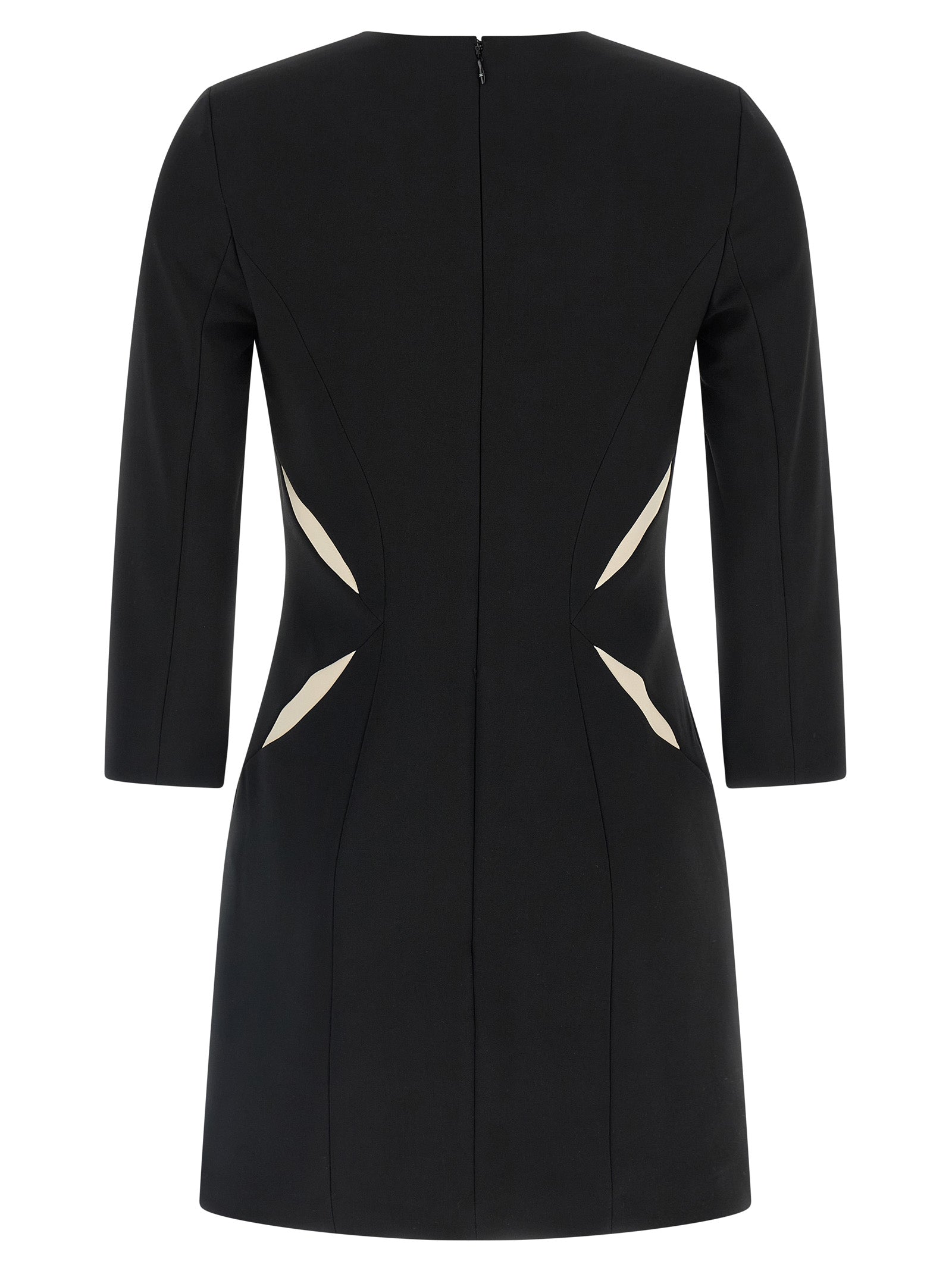 Sheath dress White/black Polyester