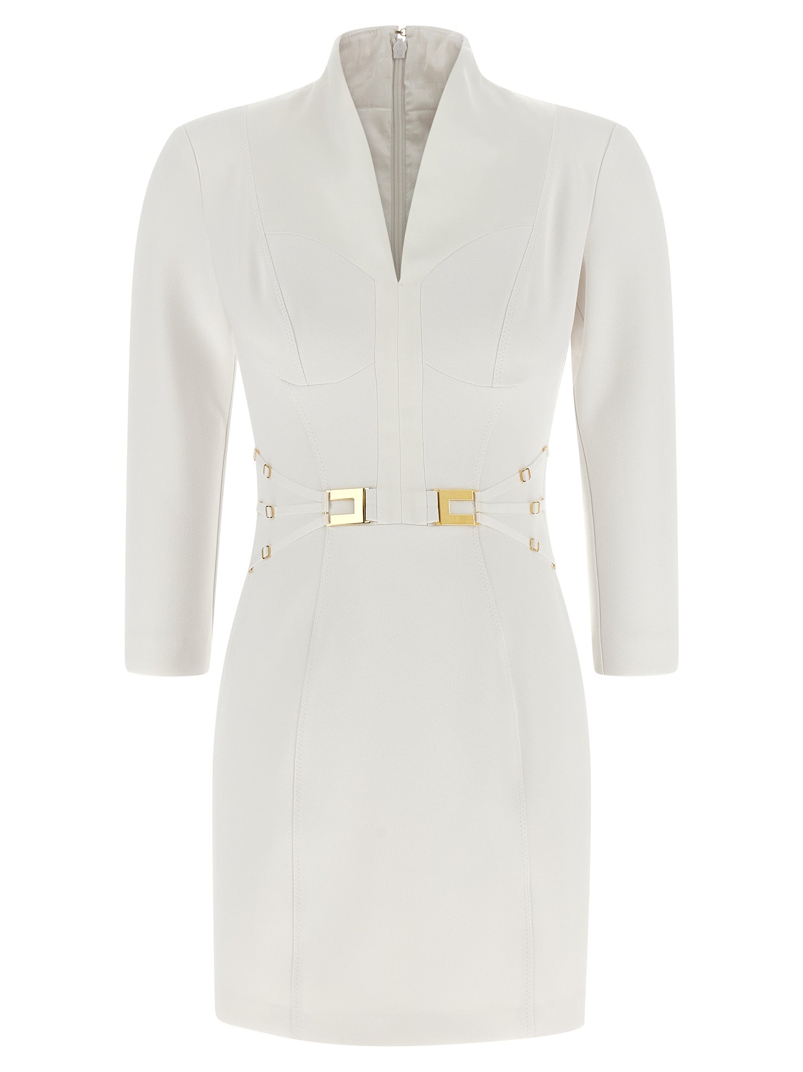 Logo Dress With Elastic Bands White Polyester