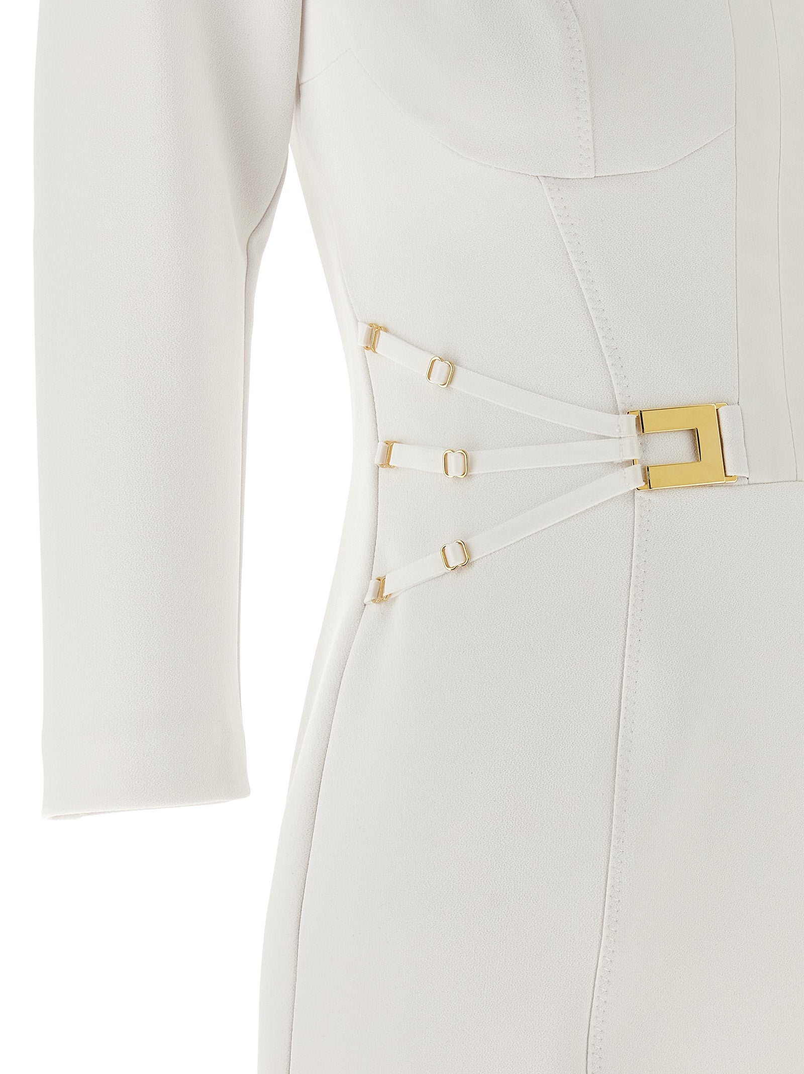 Logo Dress With Elastic Bands White Polyester