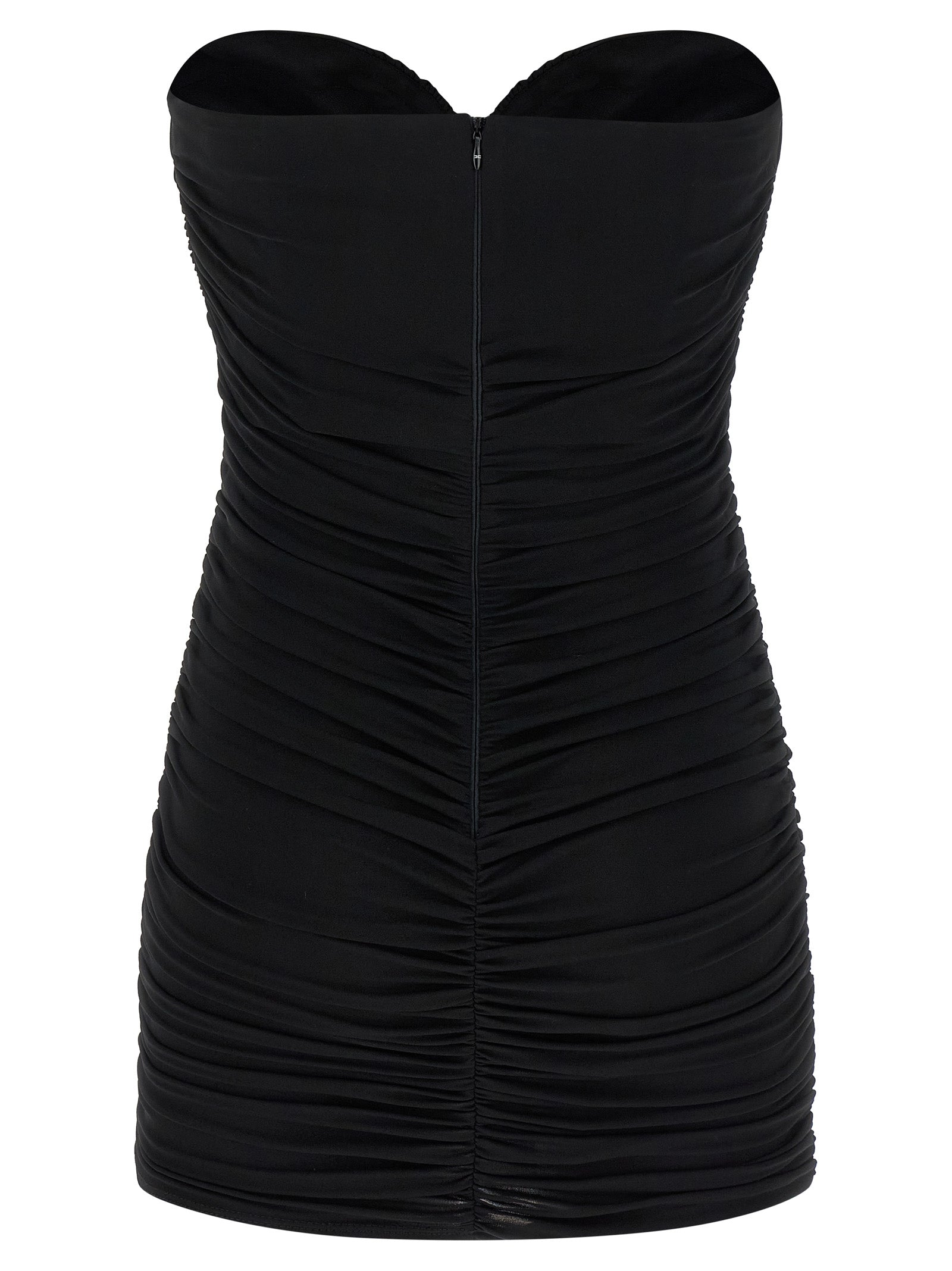 Heart-shaped neckline dress Black Viscose