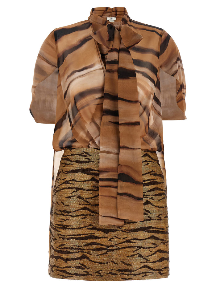 Animal dress Brown Polyester
