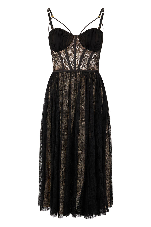 Dress Lace Black-Nude Black/nude Polyamide